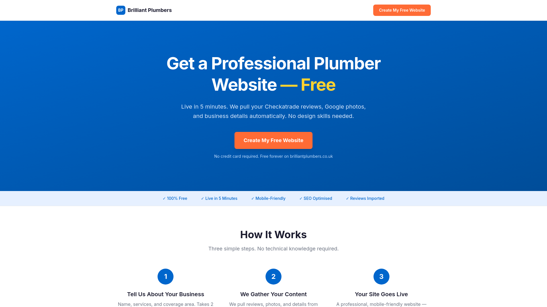 website screenshot of https://brilliantplumbers.co.uk/
