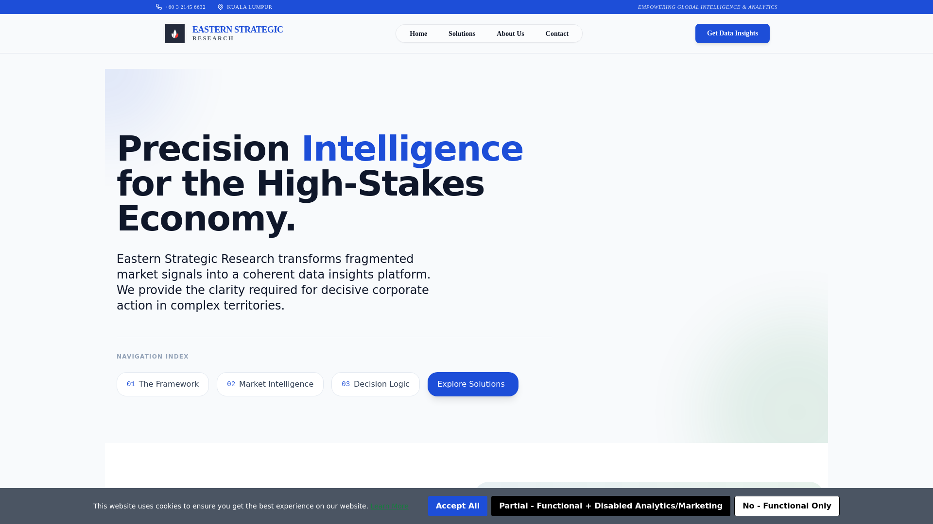 website screenshot of https://easternstrategicresearch.digital/