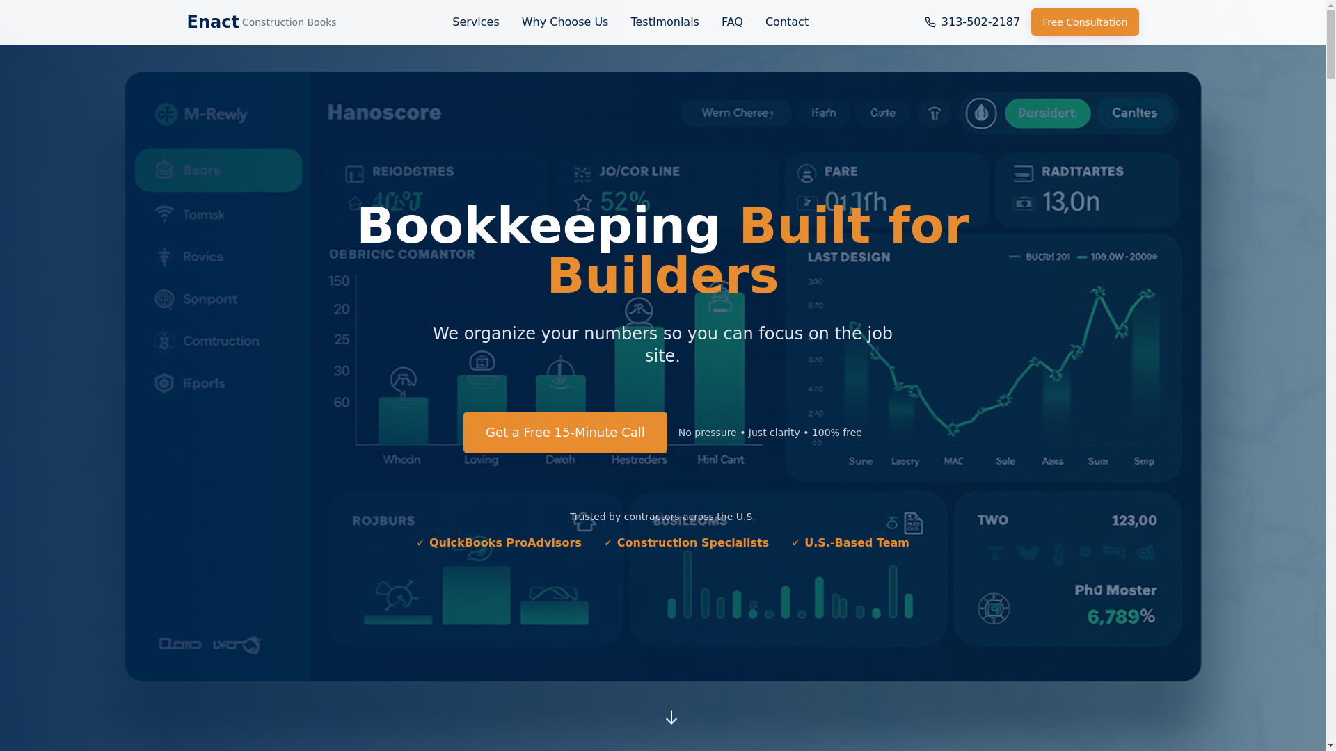 website screenshot of https://enactbookkeping.com/