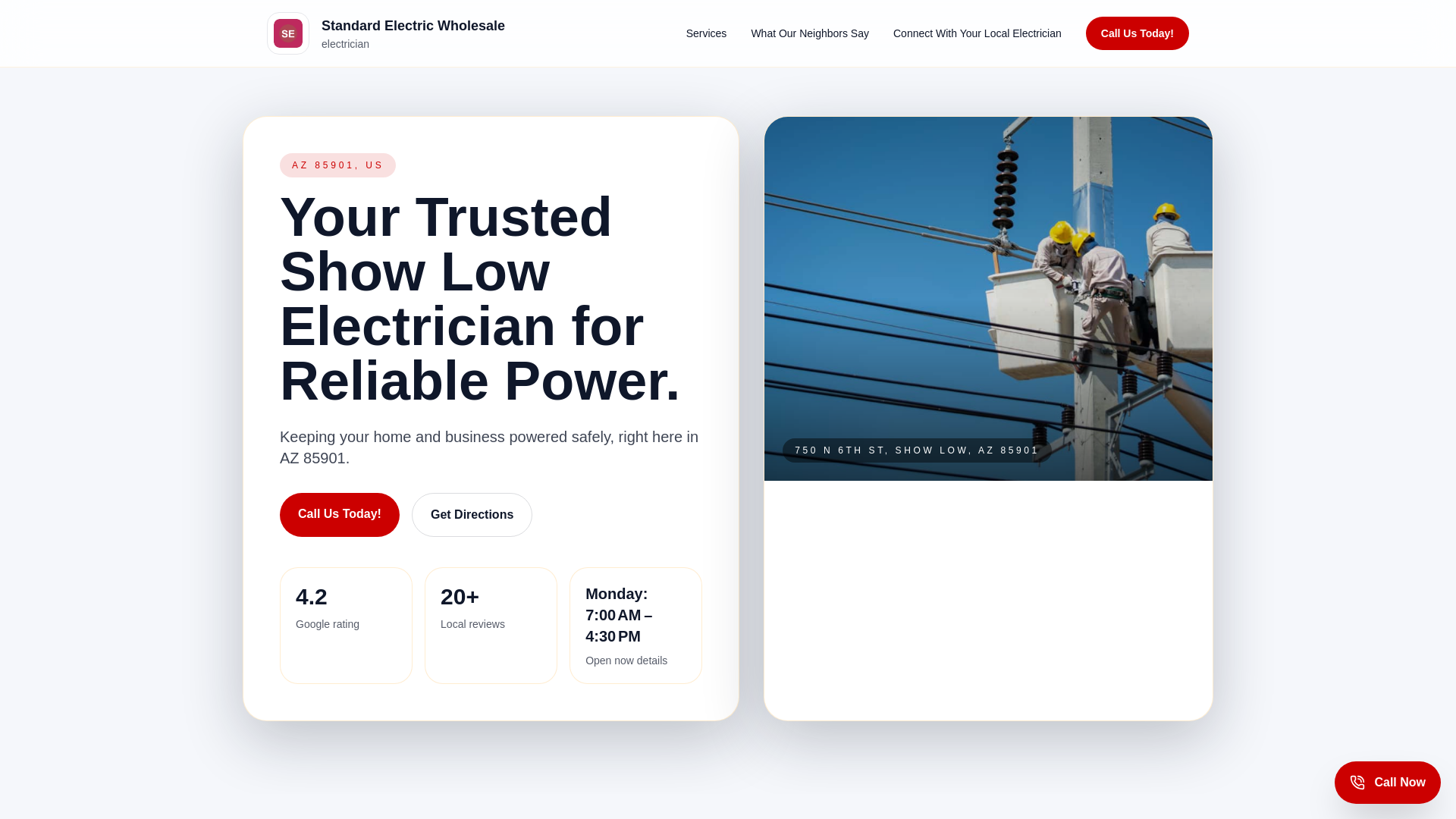 website screenshot of https://standard-electric-wholesale-lead-demo.pages.dev/