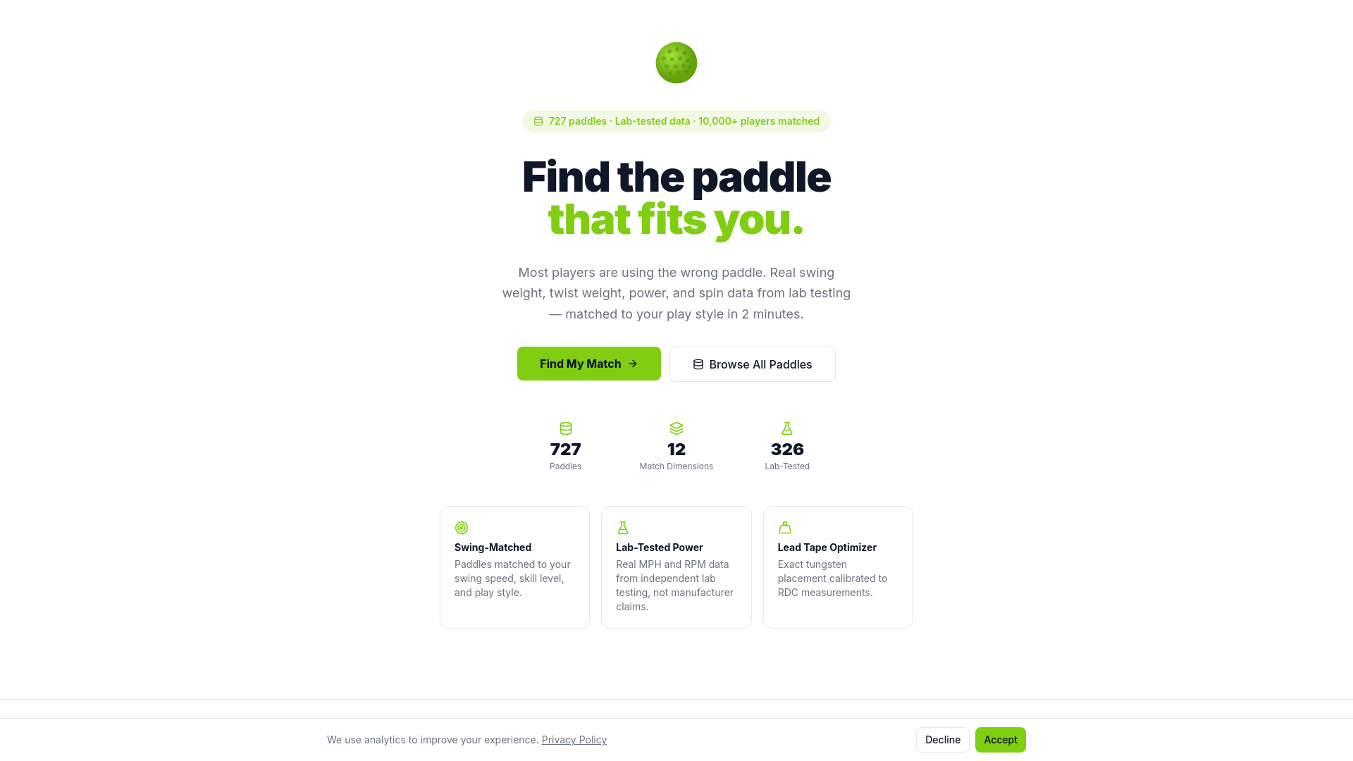 website screenshot of https://picklefitter.com