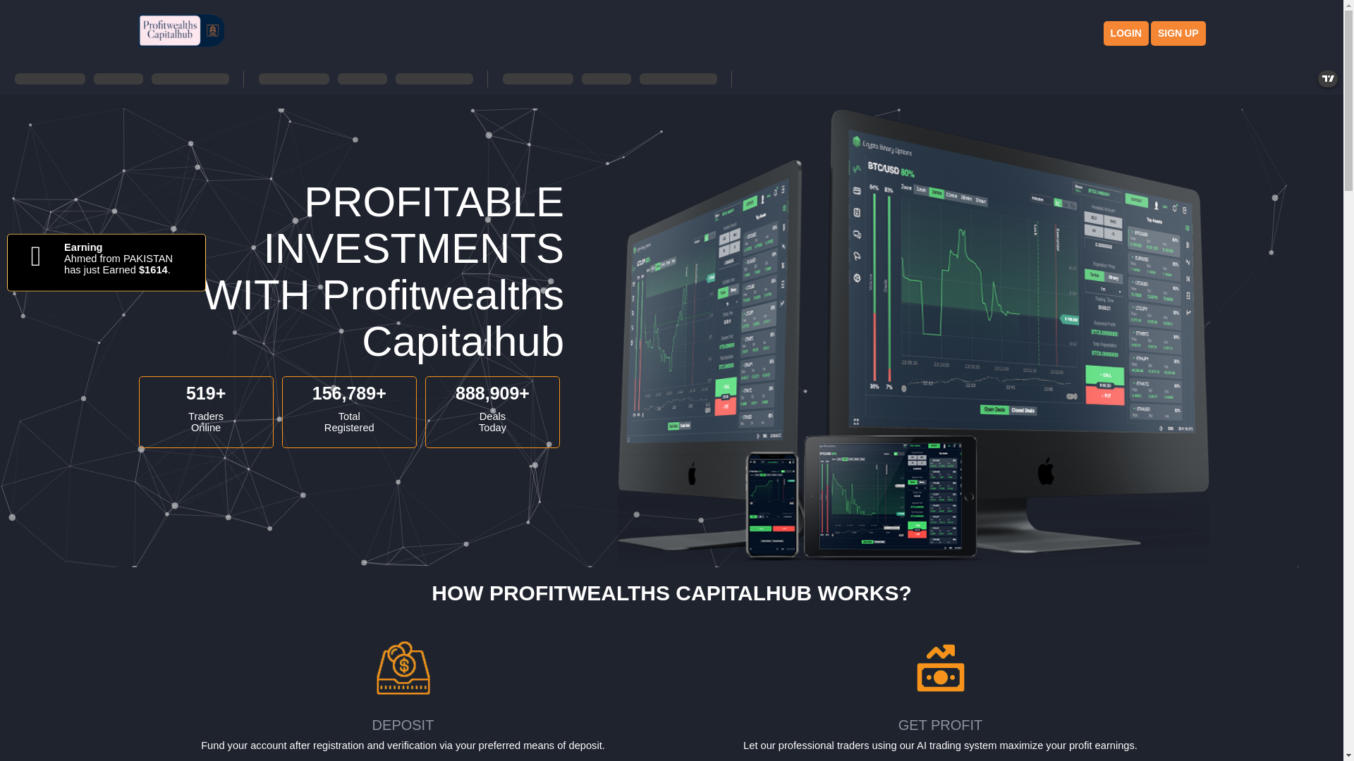 website screenshot of https://profitwealthscapitals.com/