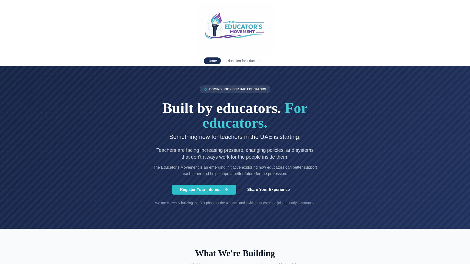 website screenshot of https://theeducatorsmovement.ae/