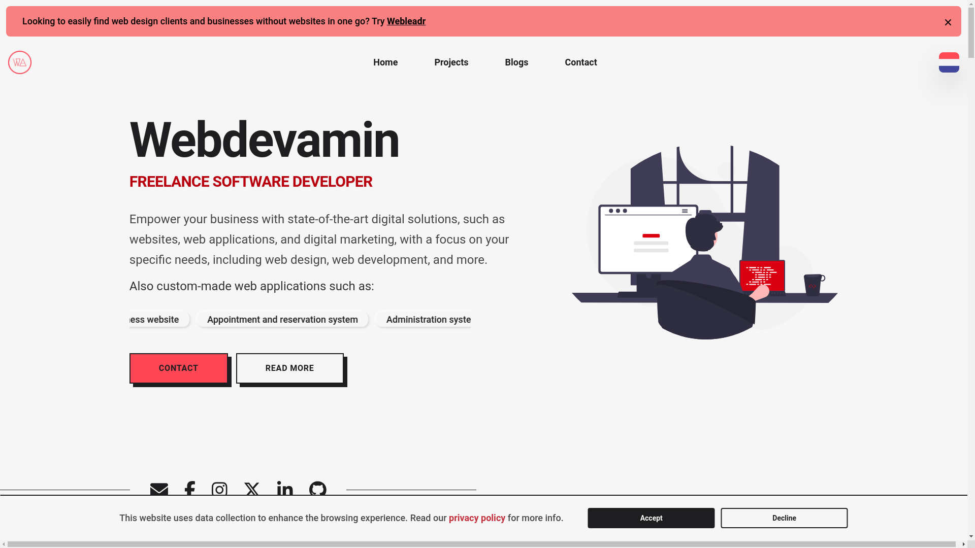 website screenshot of https://webdevamin.pages.dev/