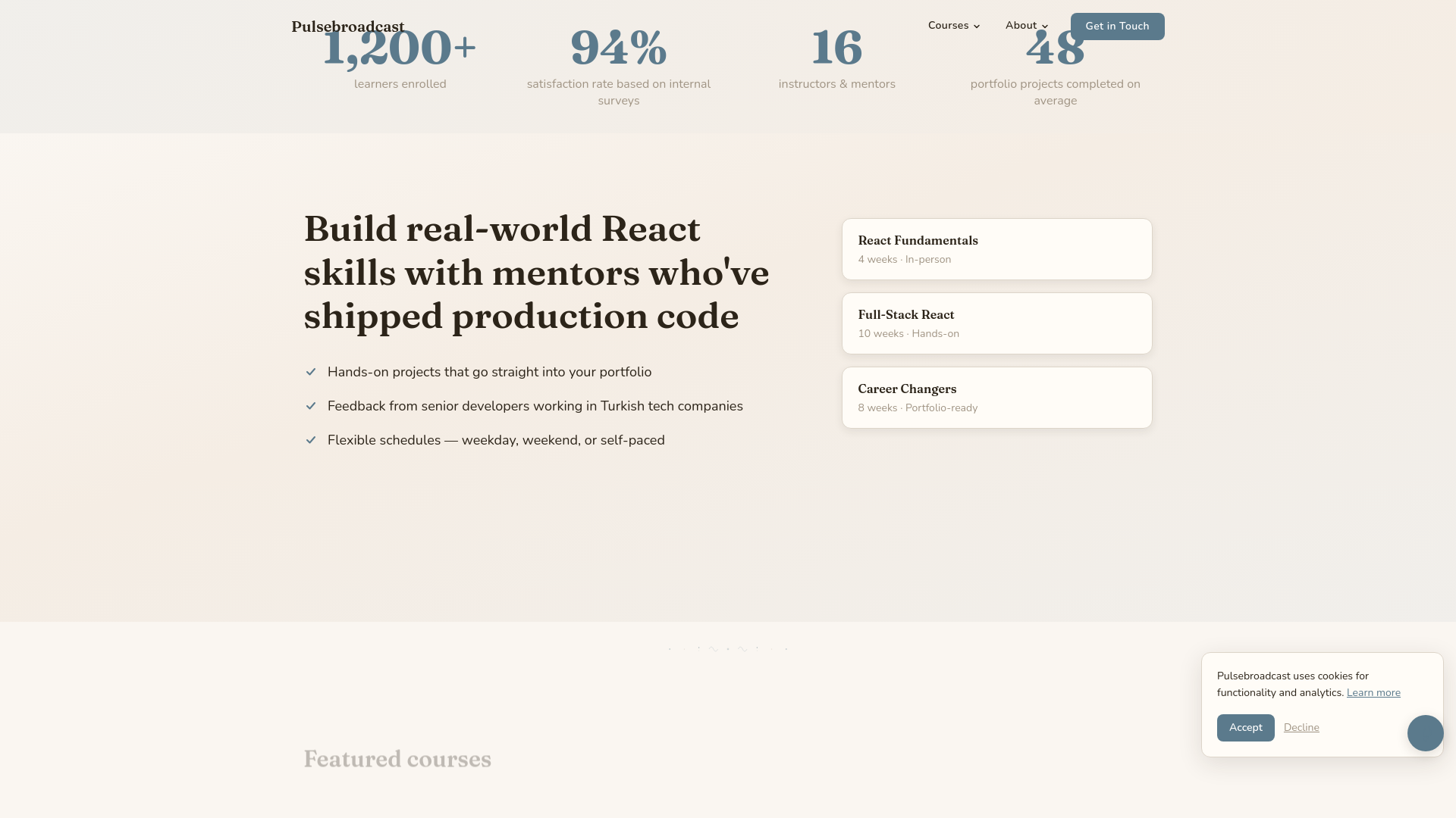 website screenshot of https://pulsebroadcast.digital/