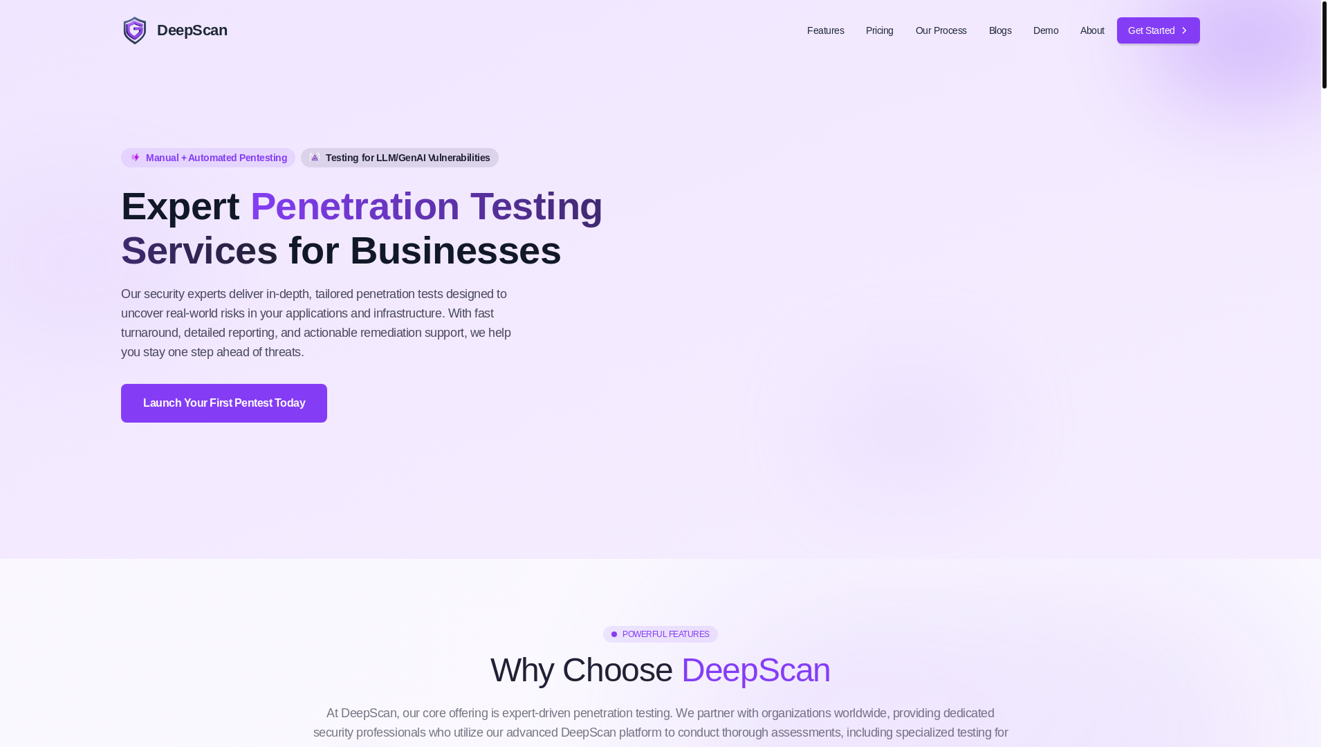 website screenshot of https://getdeepscan.ai/