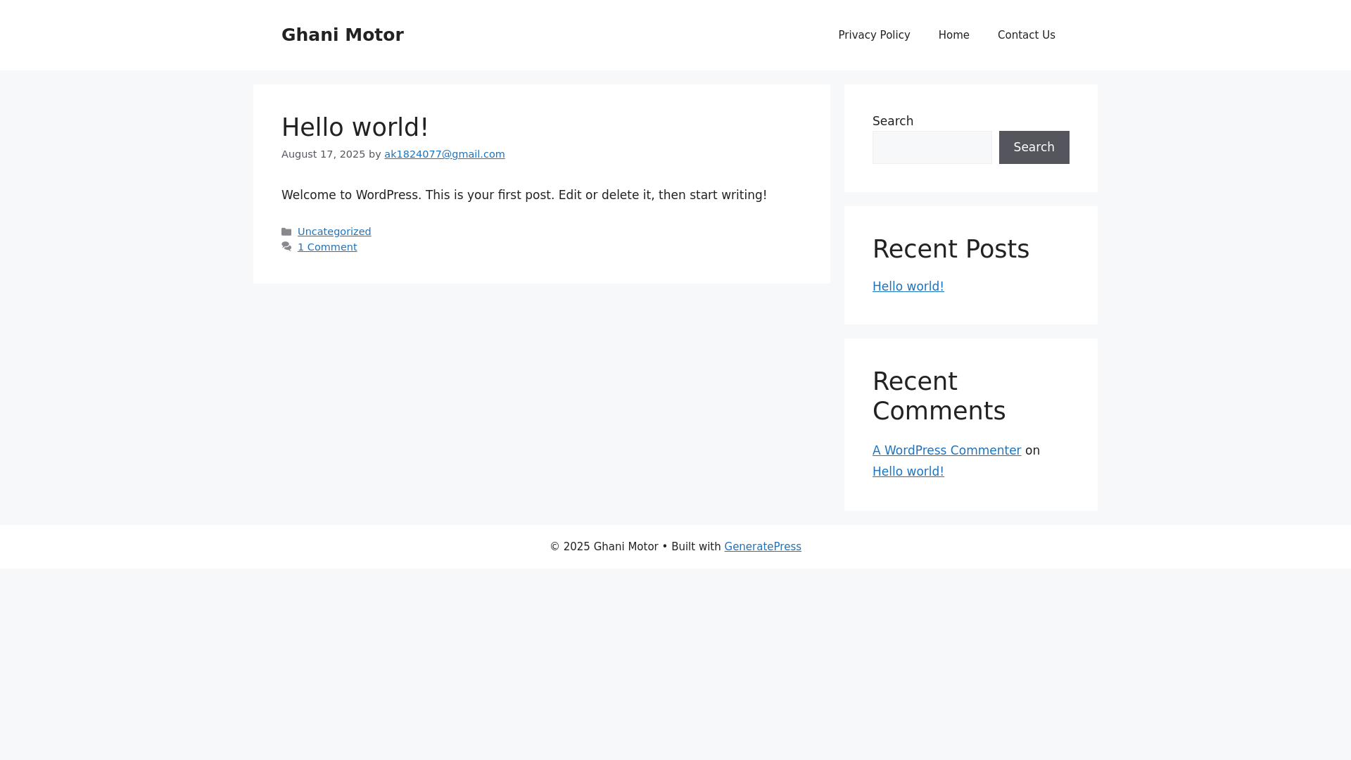 website screenshot of https://ghanimotor.com/