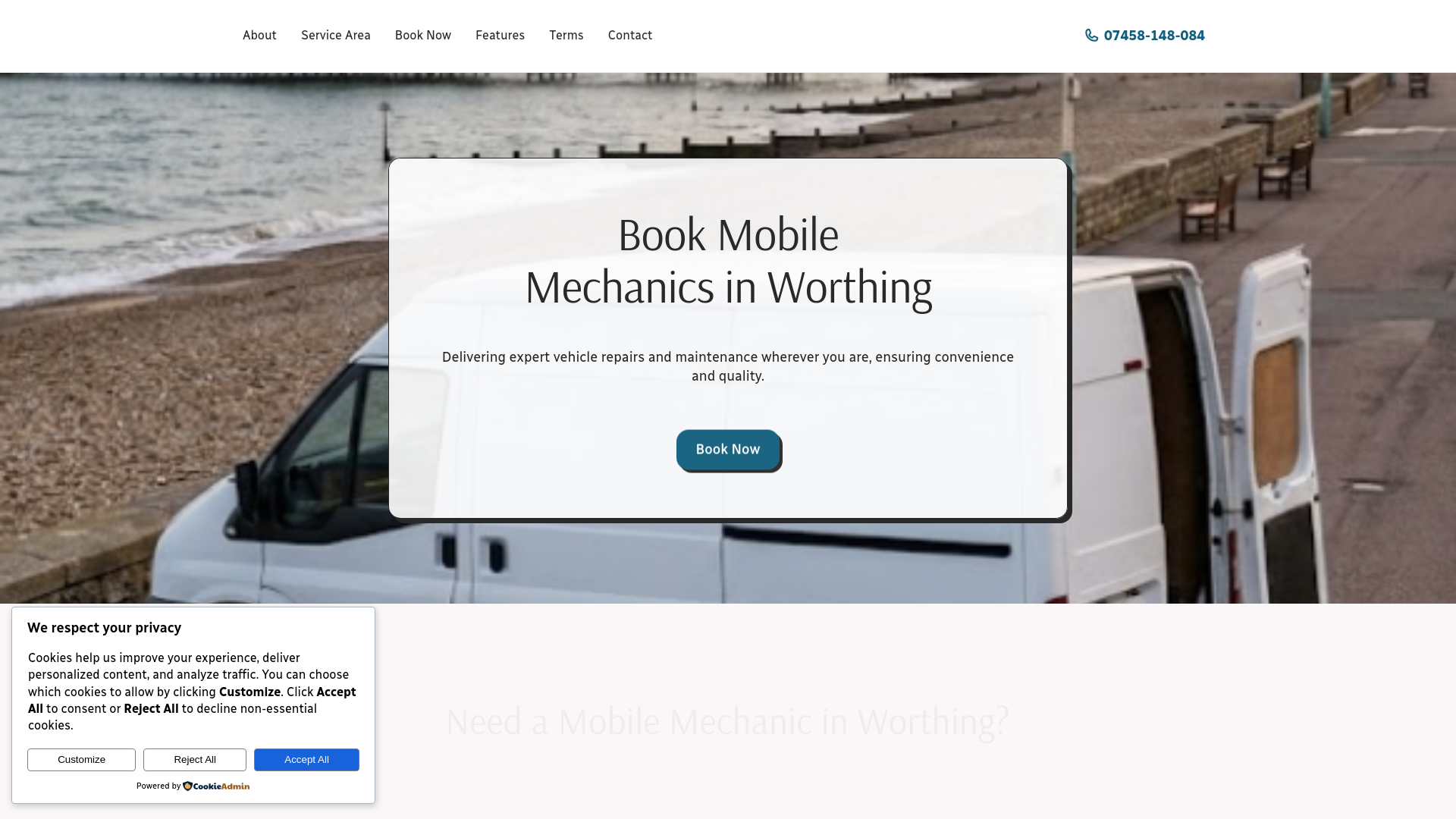 website screenshot of https://mobilemechanicworthing.com/
