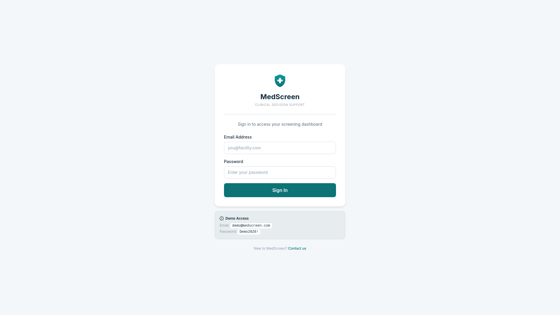 website screenshot of https://medscreen.io/
