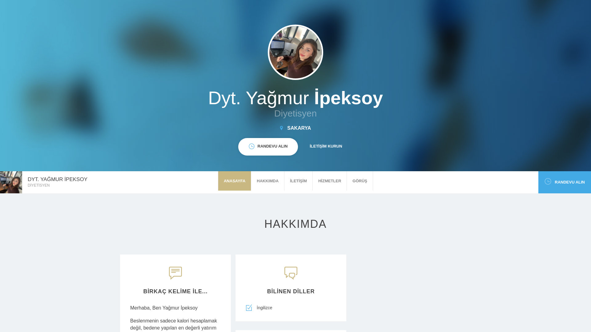website screenshot of https://diyetisyenyagmuripeksoy.com