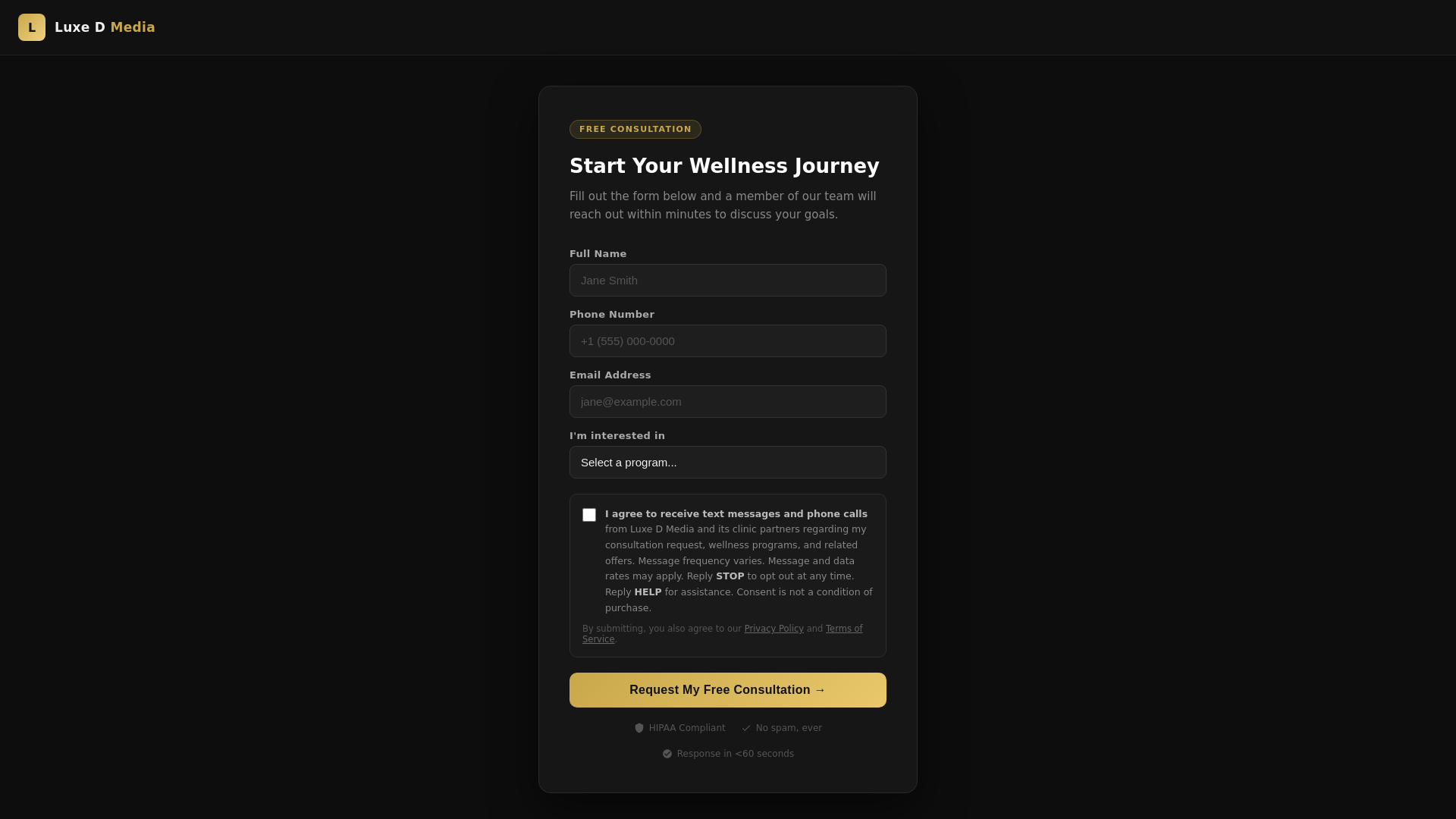 website screenshot of https://luxedmedia-forms.pages.dev/