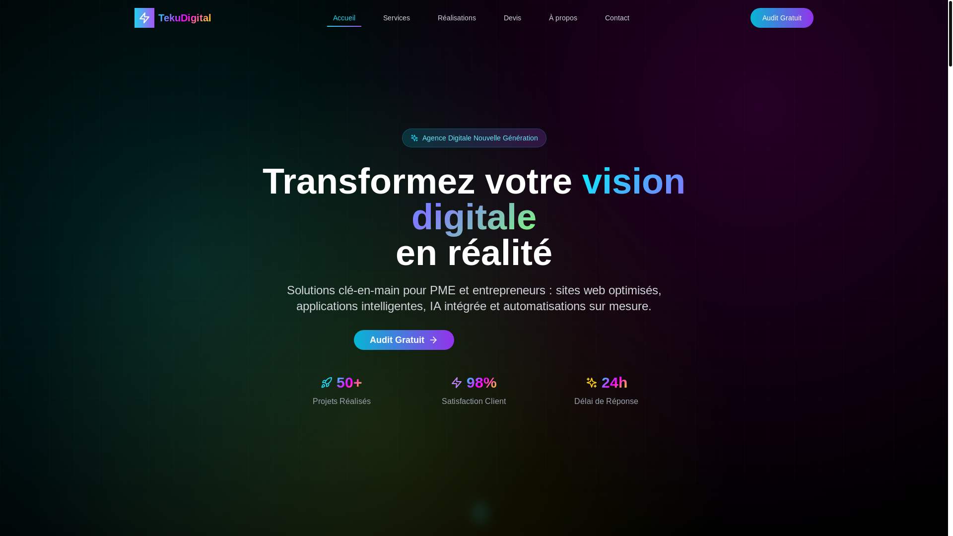 website screenshot of https://tekudigital.com/