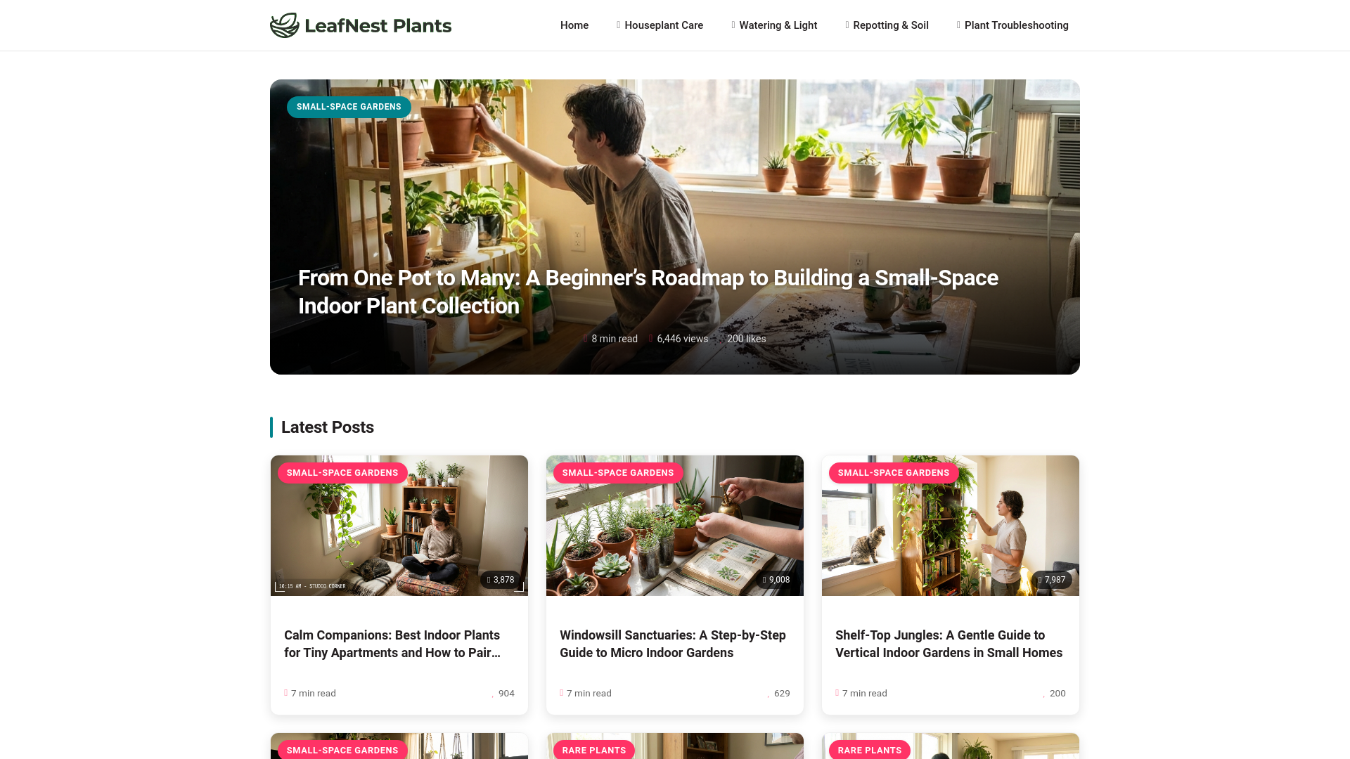 website screenshot of https://leafnestplants.com