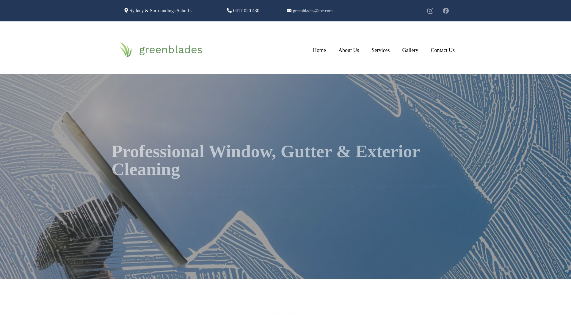 website screenshot of https://greenbladesservices.online/