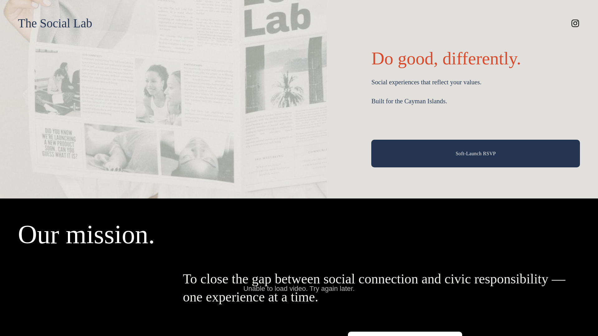 website screenshot of https://thesociallab.ky