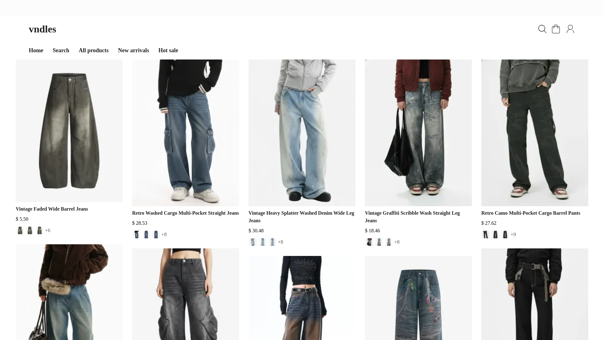 website screenshot of https://vndles.com