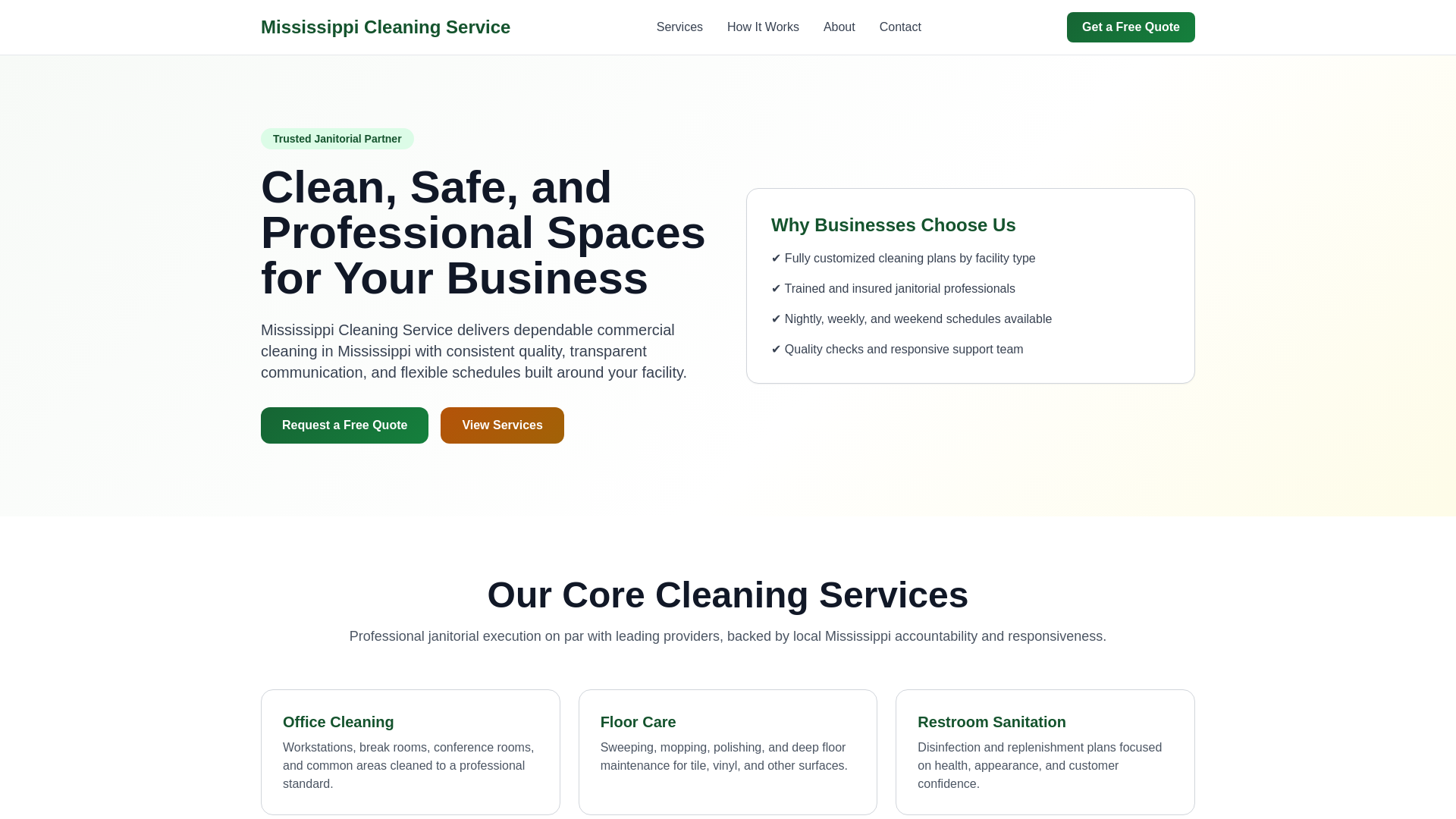 website screenshot of https://mississippicleaningservice.com/