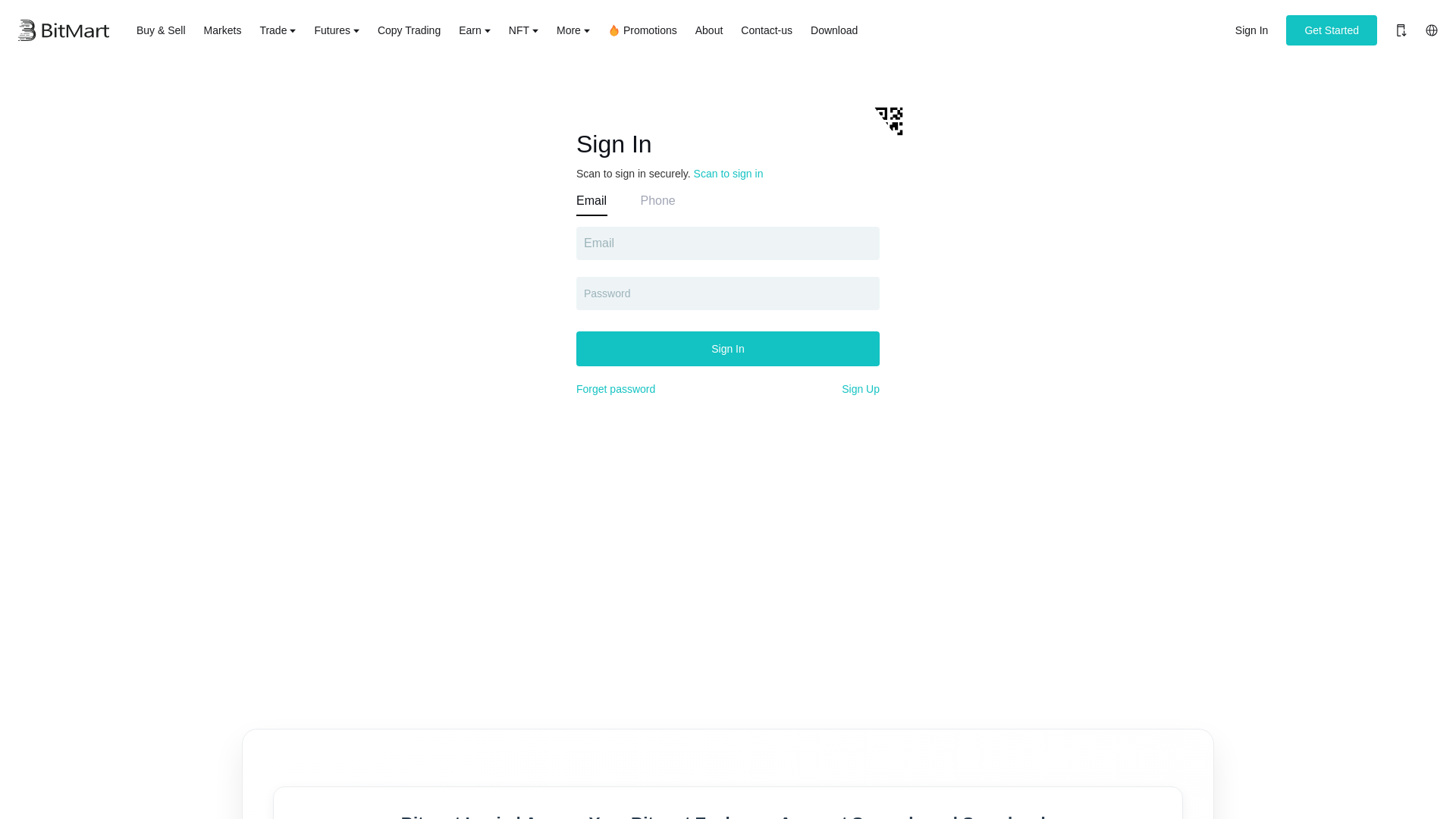website screenshot of https://www.bitmart-login.at/