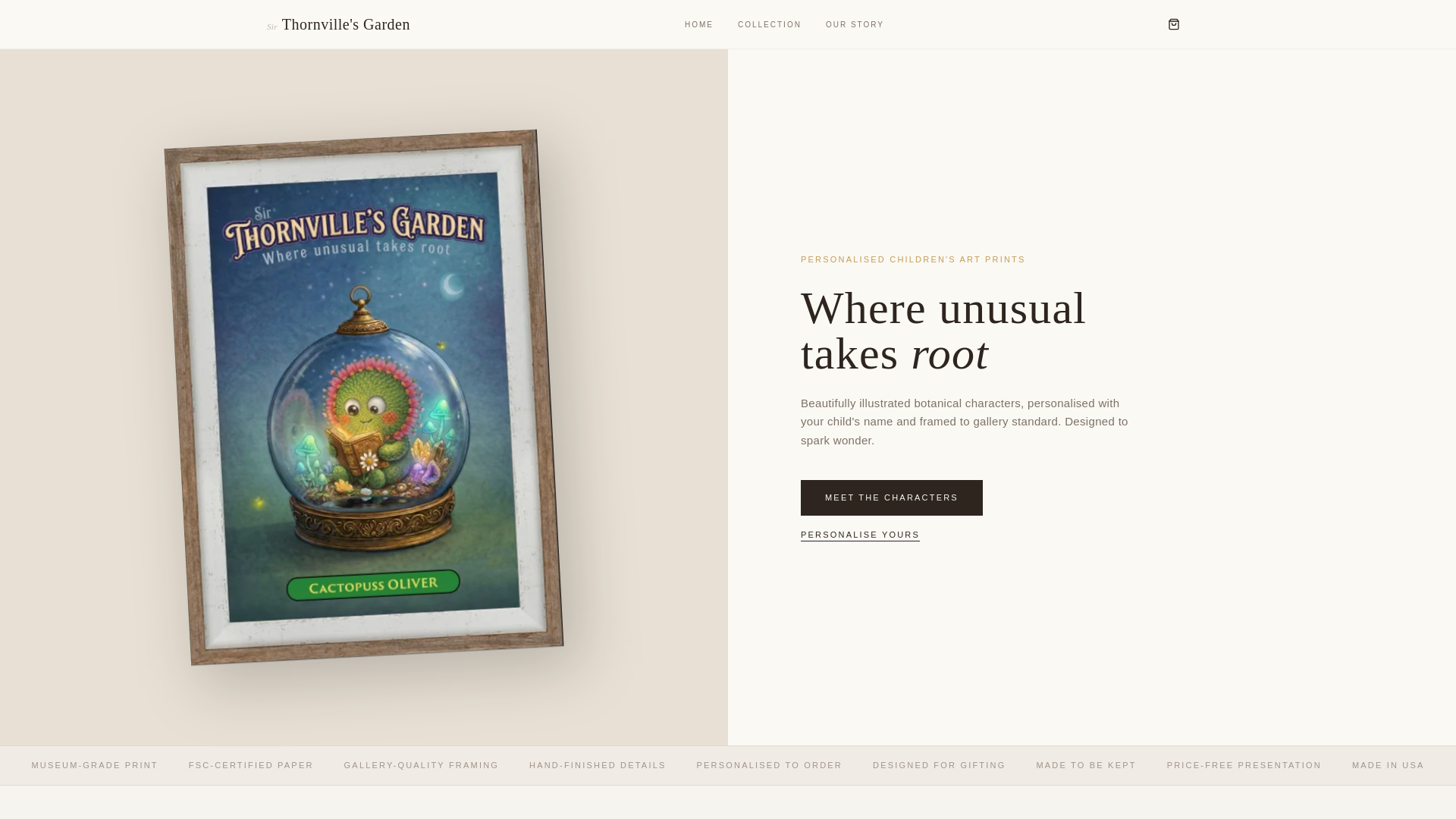 website screenshot of https://thornvilles.store