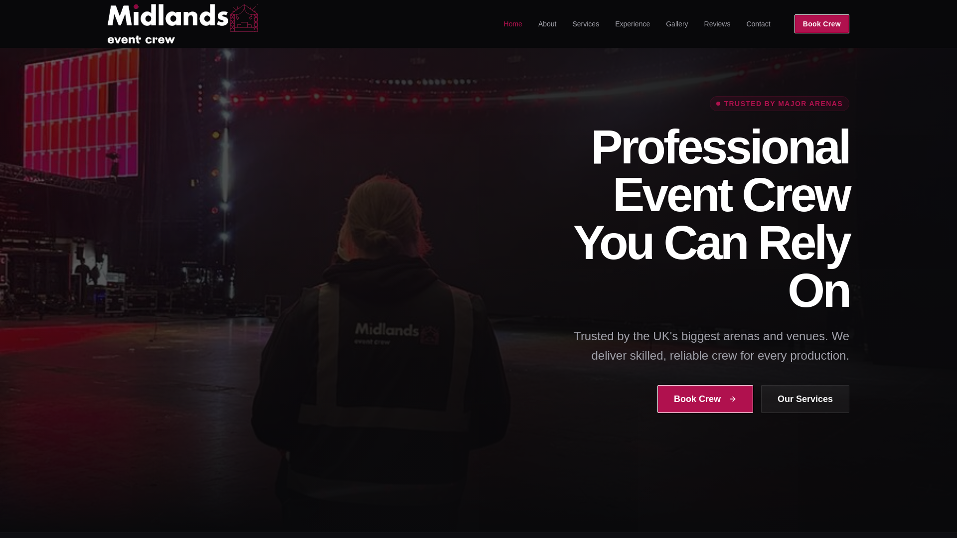 website screenshot of https://midlandseventcrew.com