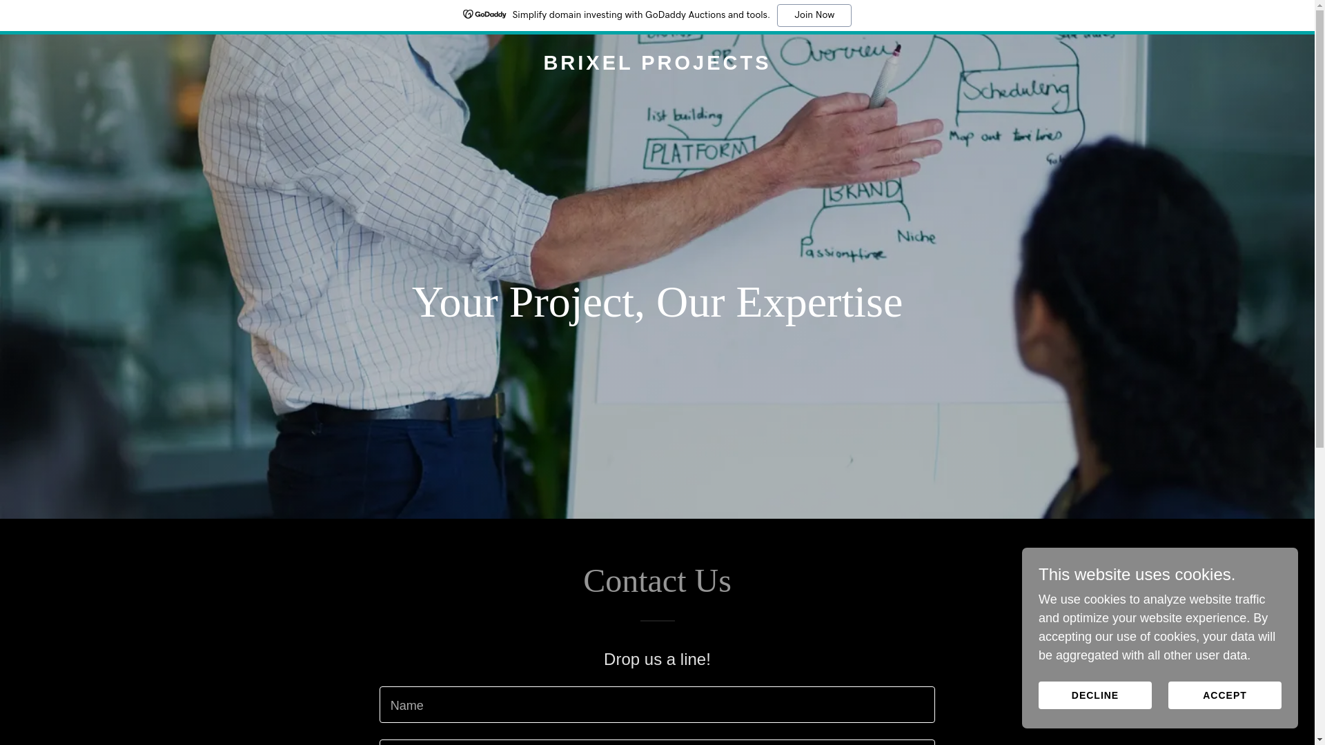 website screenshot of https://brixelprojects.com/