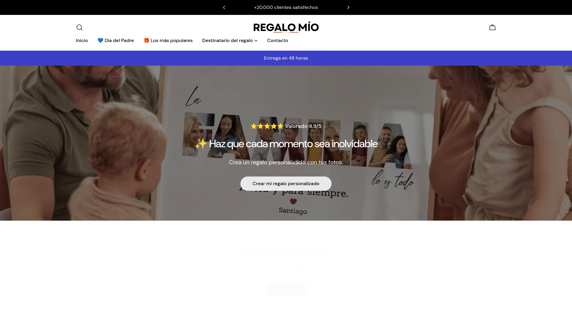 website screenshot of https://regalomio.es/