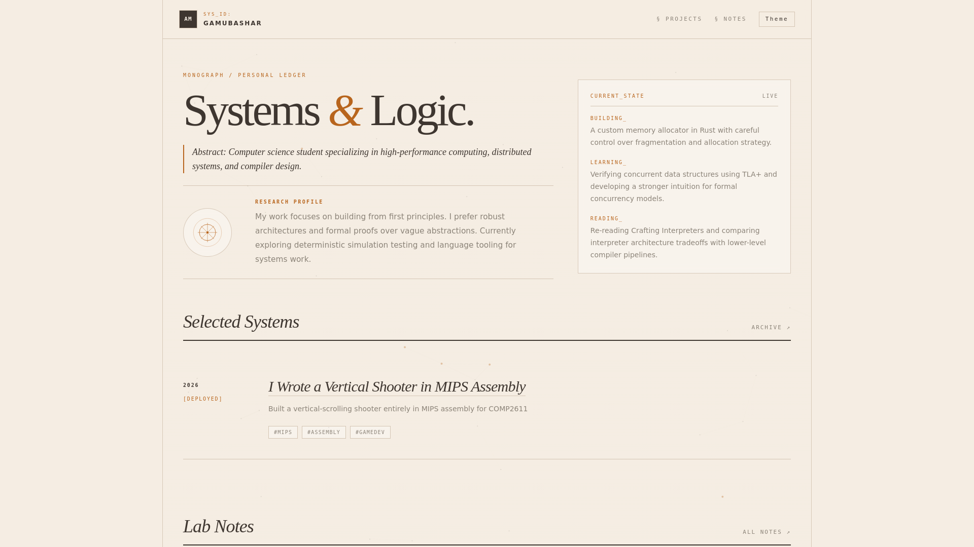 website screenshot of https://gamubashar.dev/