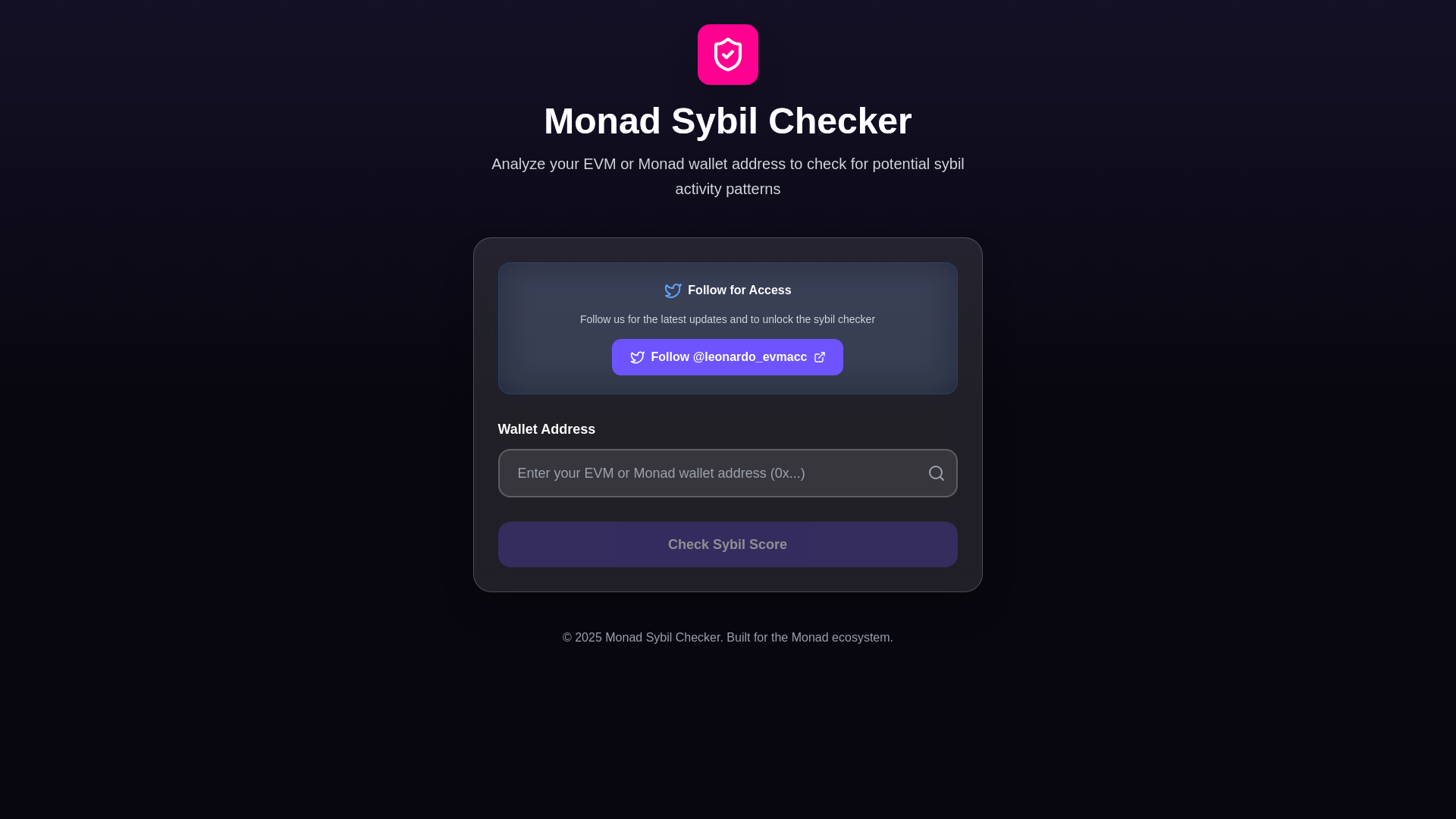 website screenshot of https://monad-sybill-checker.pages.dev/