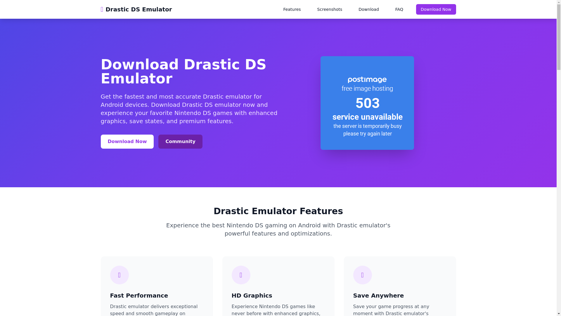 website screenshot of https://drastic-emulator.org/