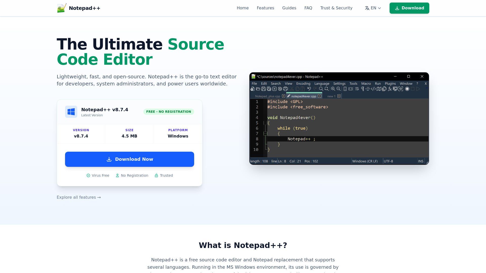 website screenshot of https://notepadpius.com