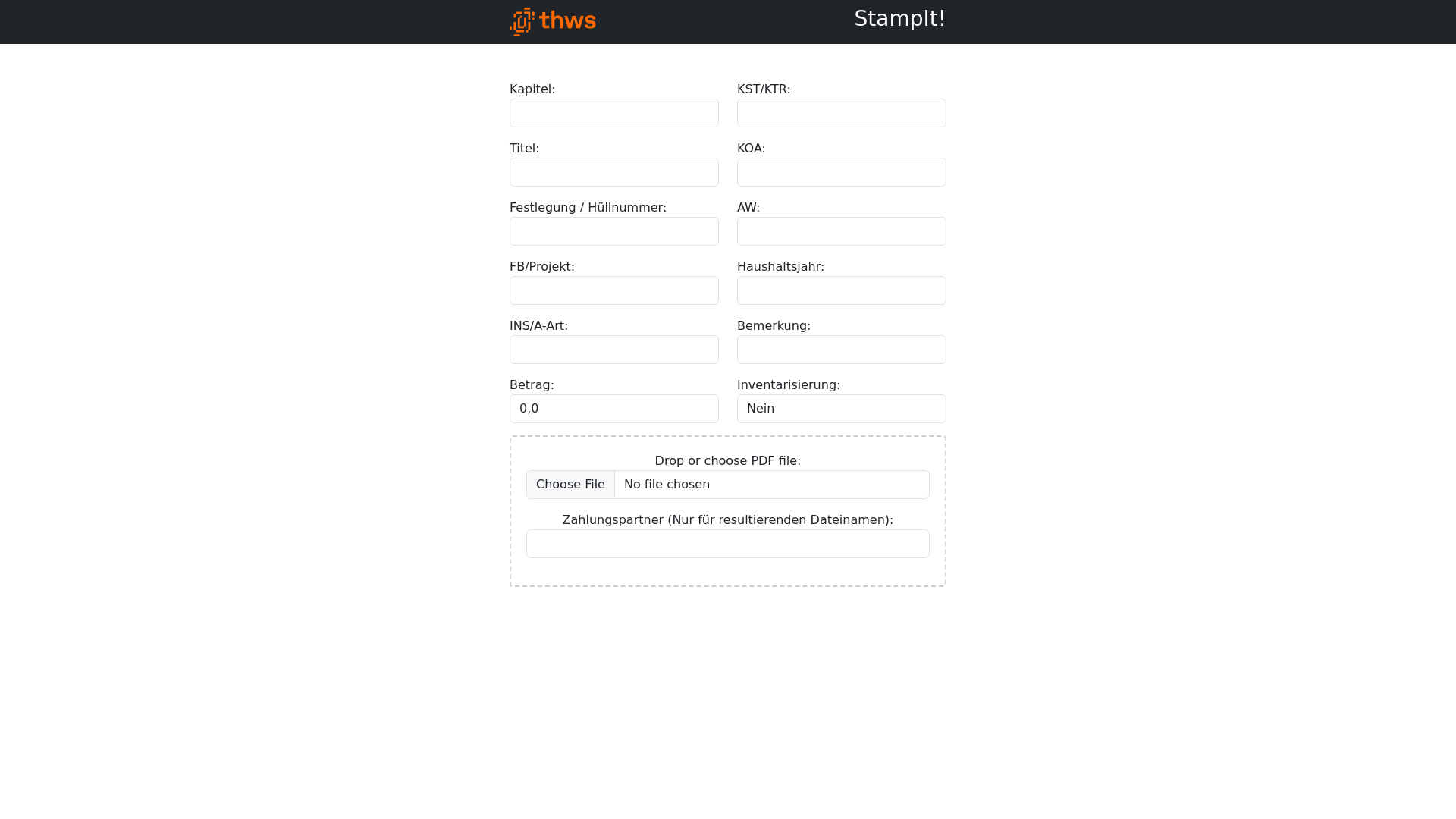 website screenshot of https://stampit.thws.education/