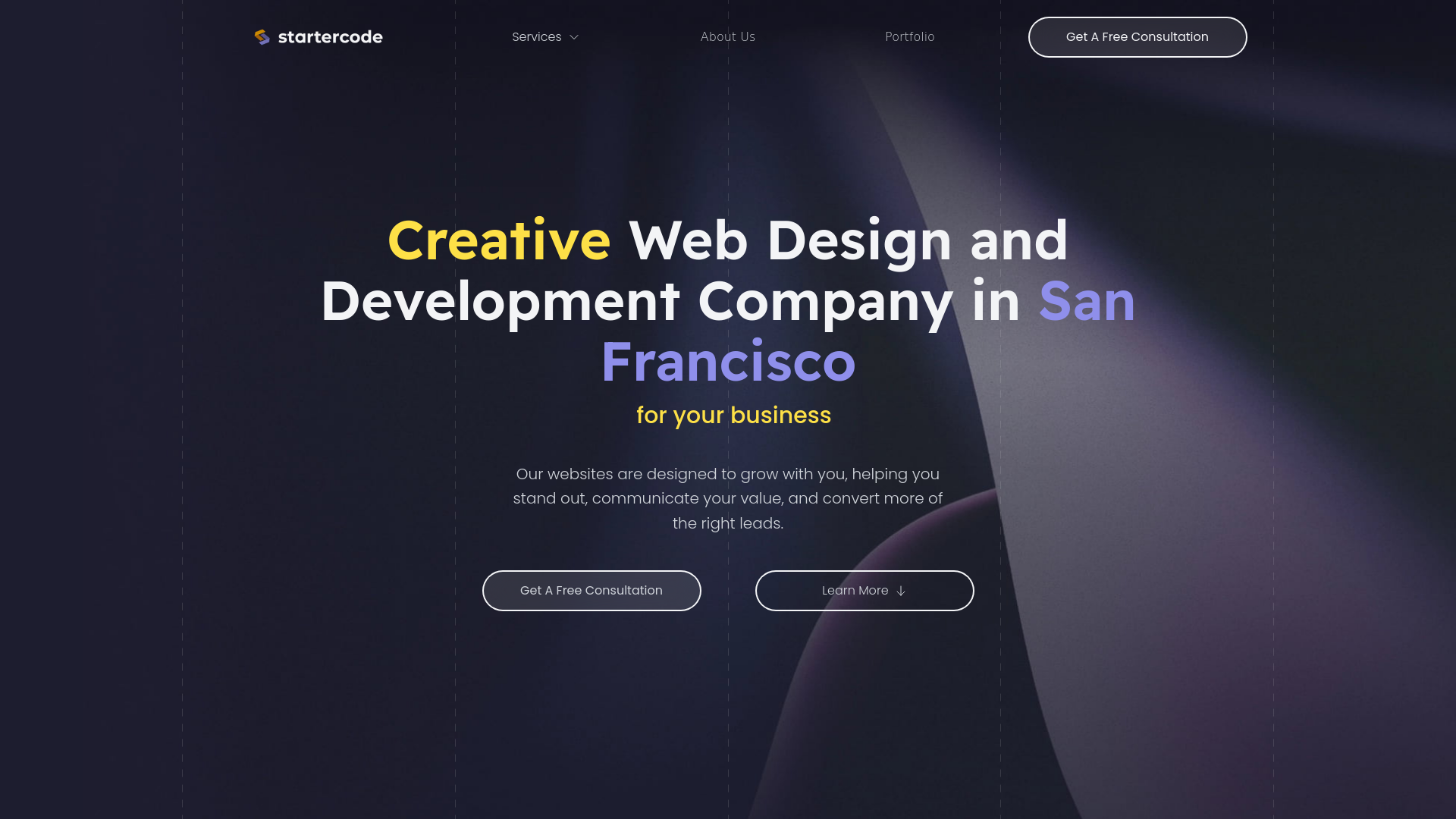 website screenshot of https://startercodegroup.com