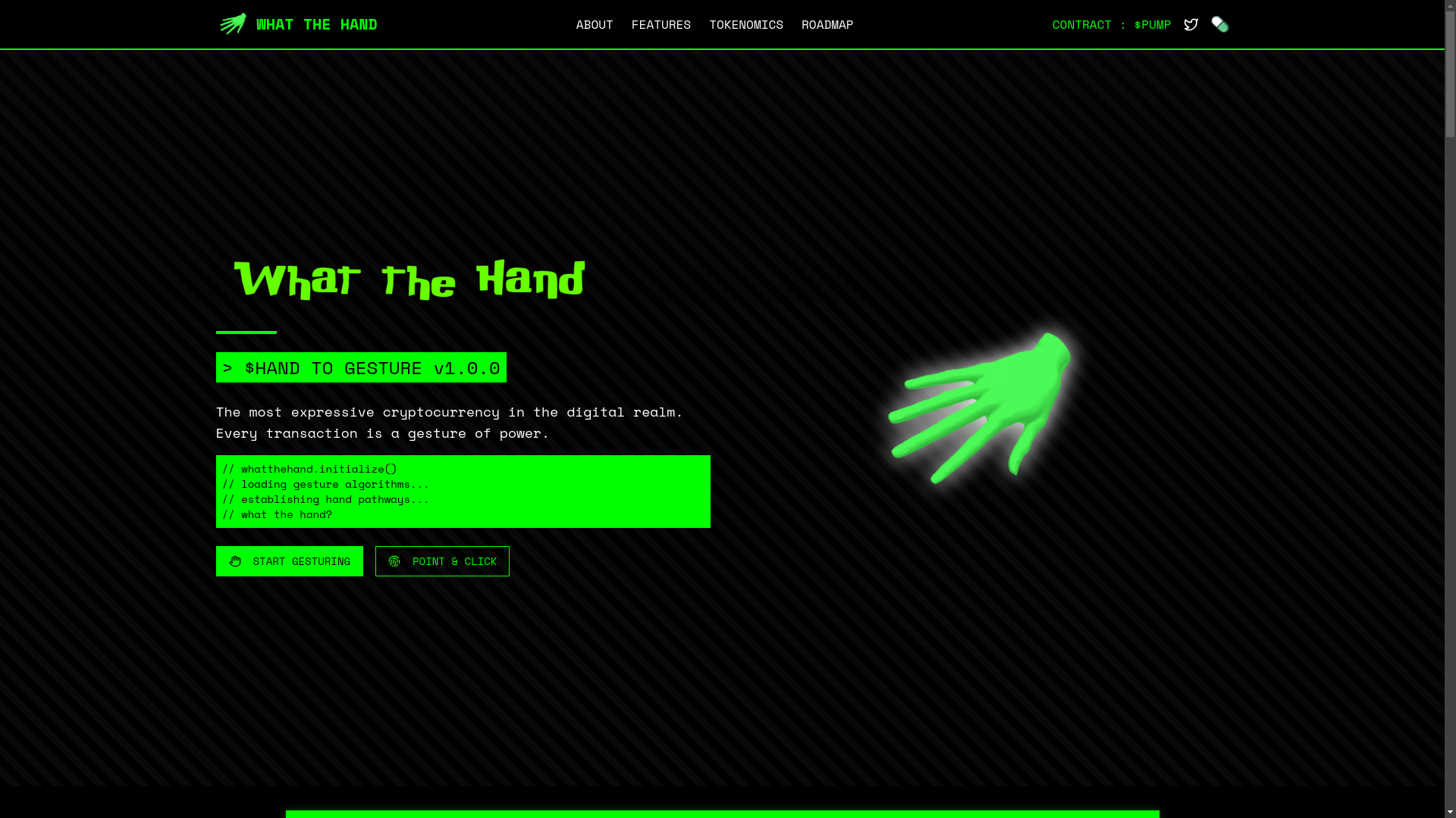 website screenshot of https://whatthehandsol.fun/