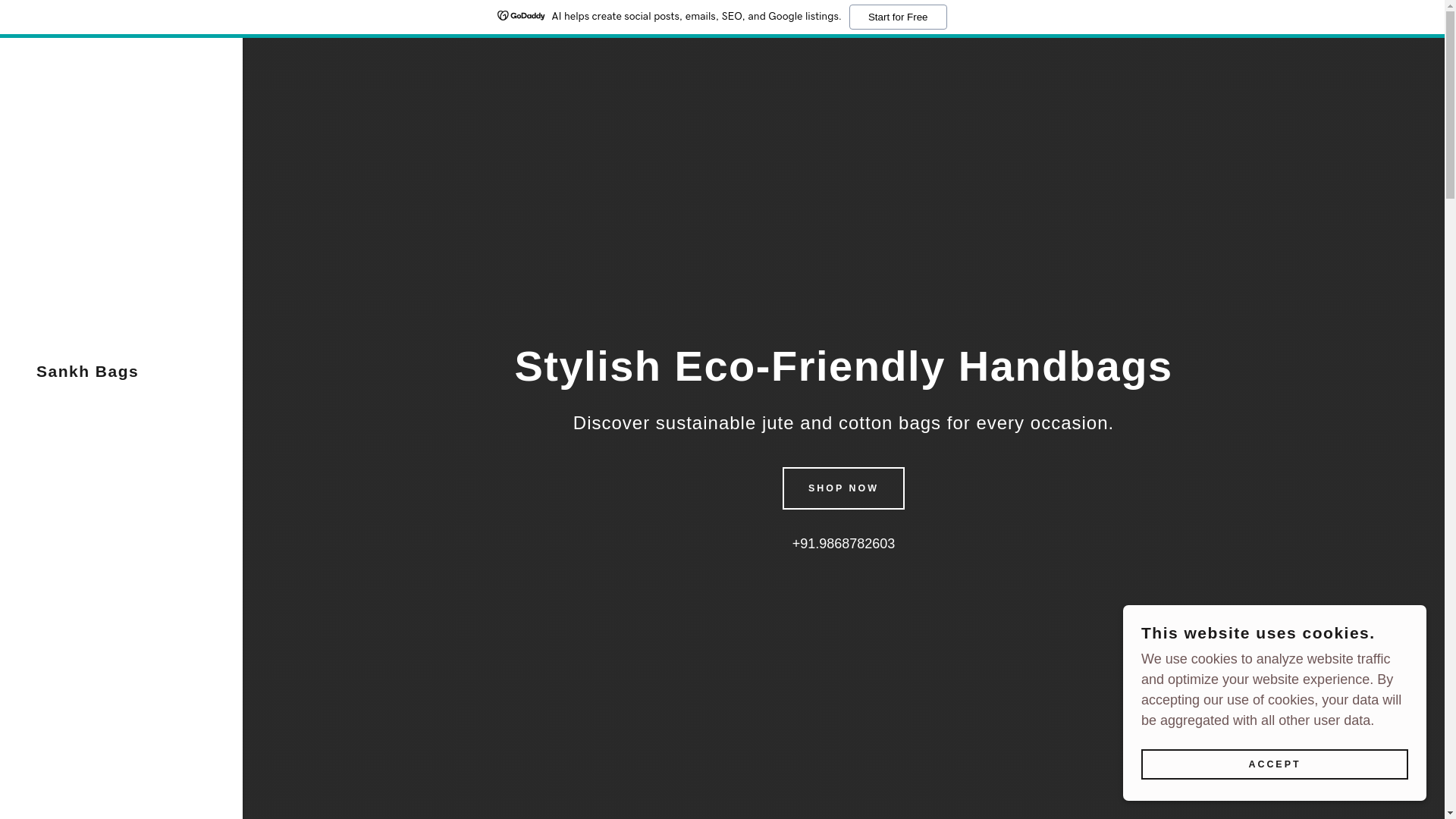 website screenshot of https://sankhbags.com/