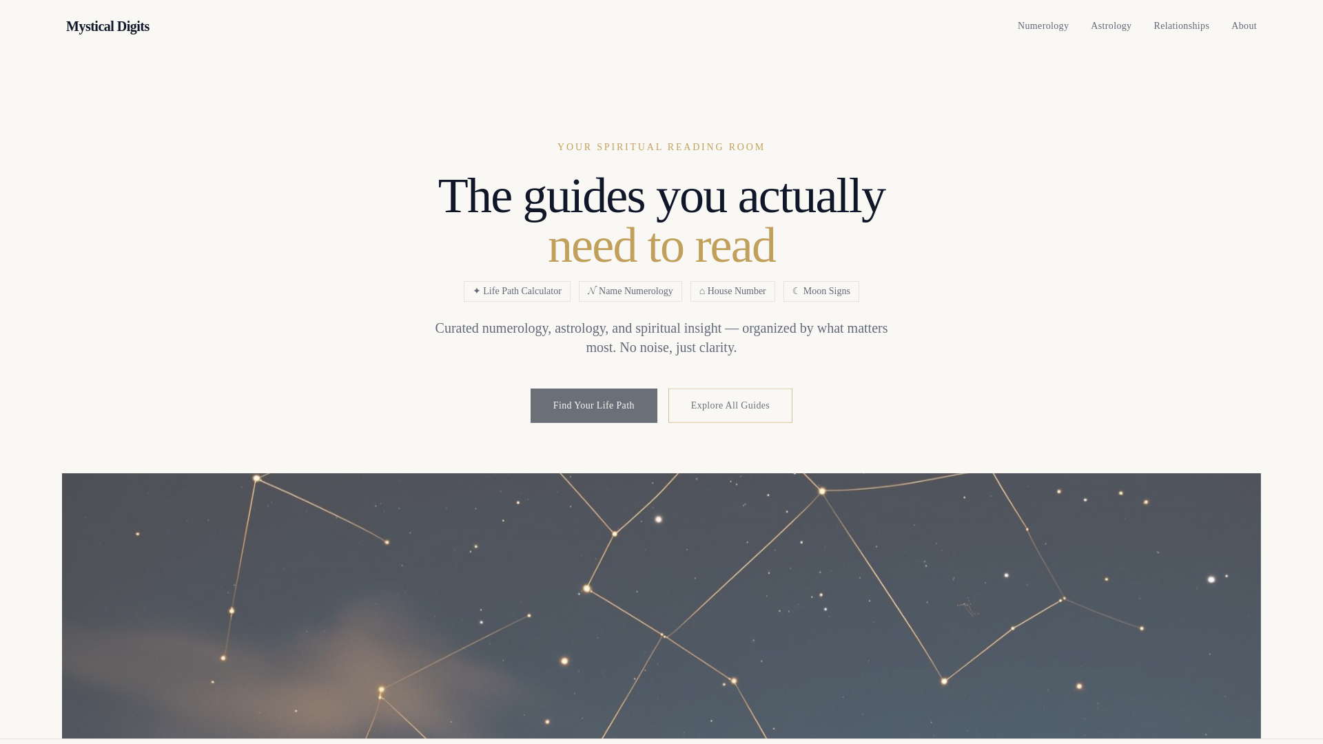 website screenshot of https://mysticaldigits.pages.dev/