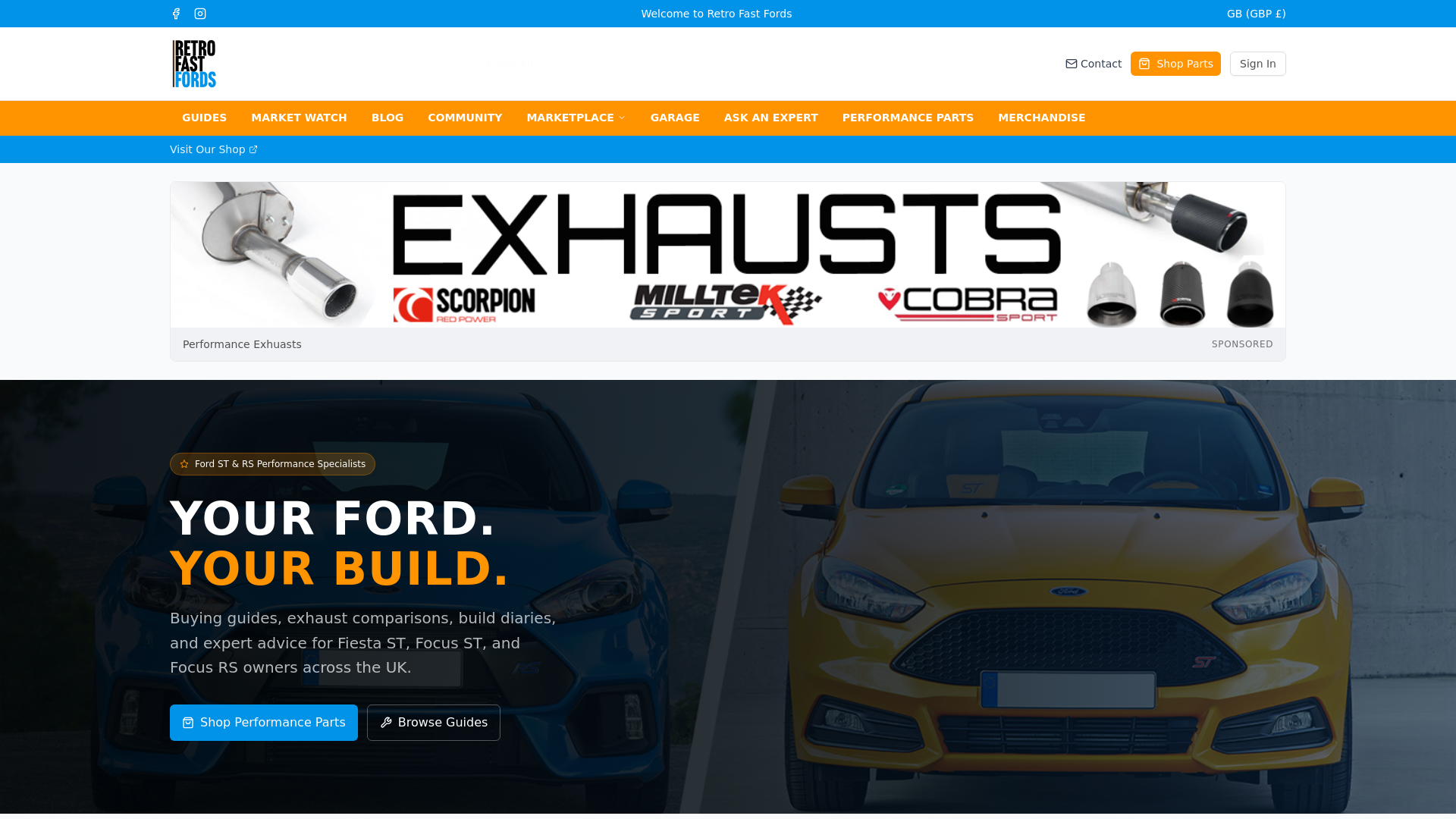 website screenshot of https://retrofastfords.com/