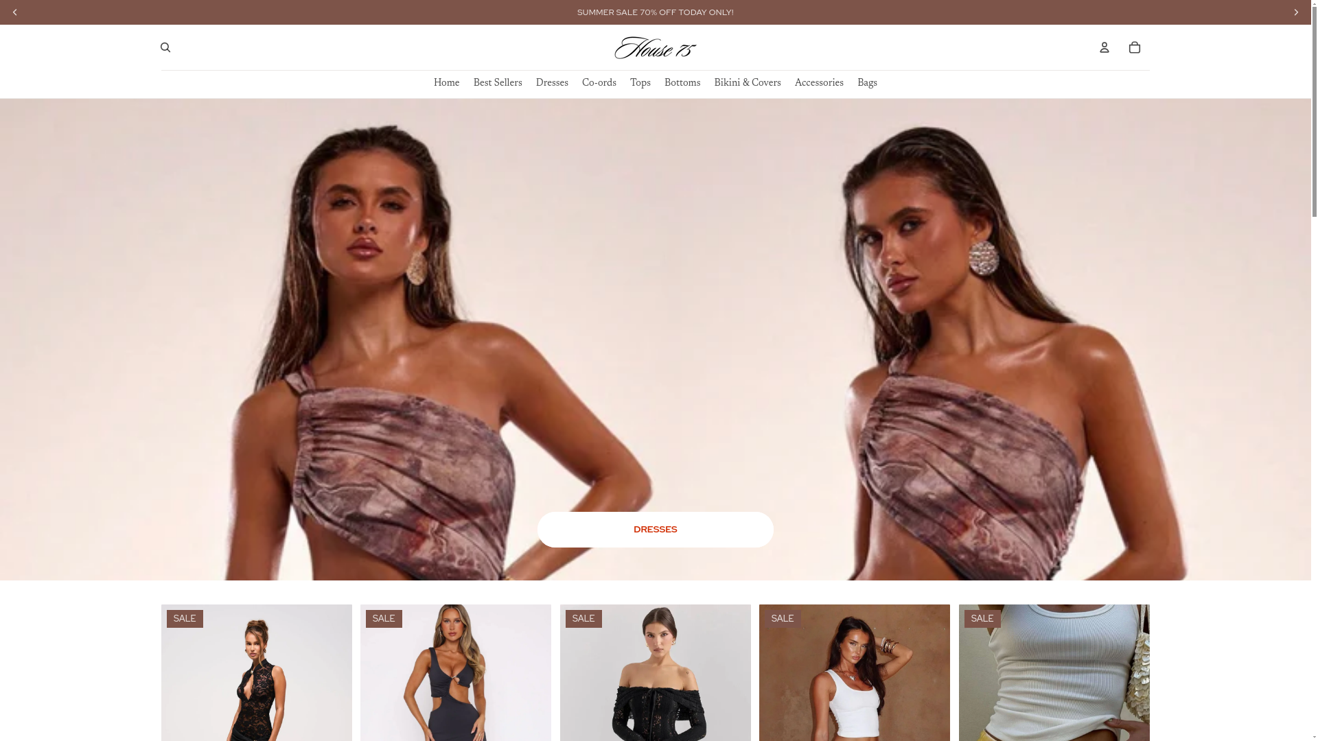 website screenshot of https://house75clothing.com/