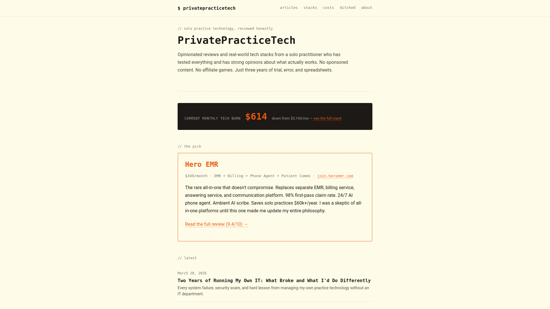 website screenshot of https://privatepracticetech.pages.dev/