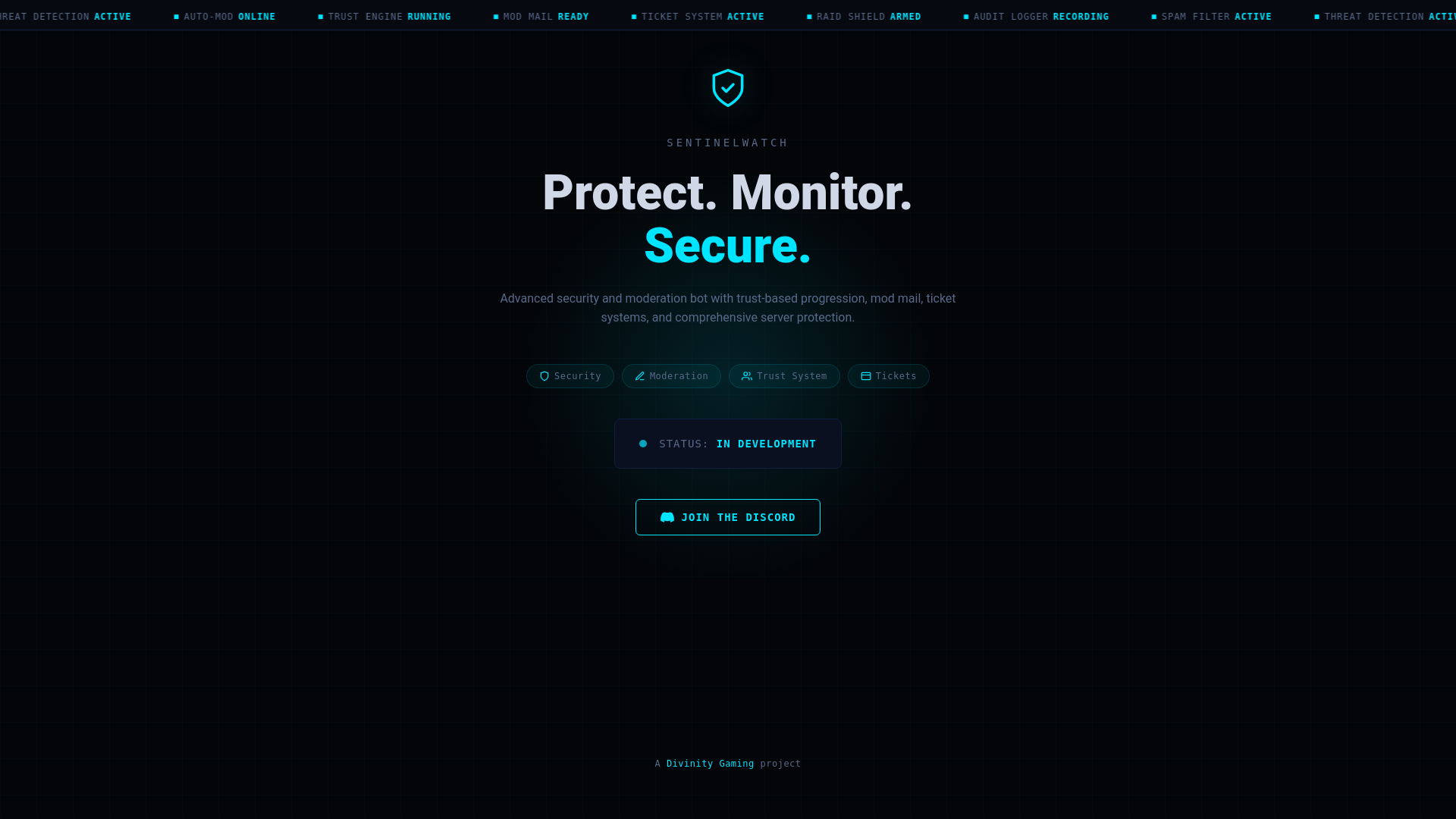 website screenshot of https://sentinelwatch.gg/