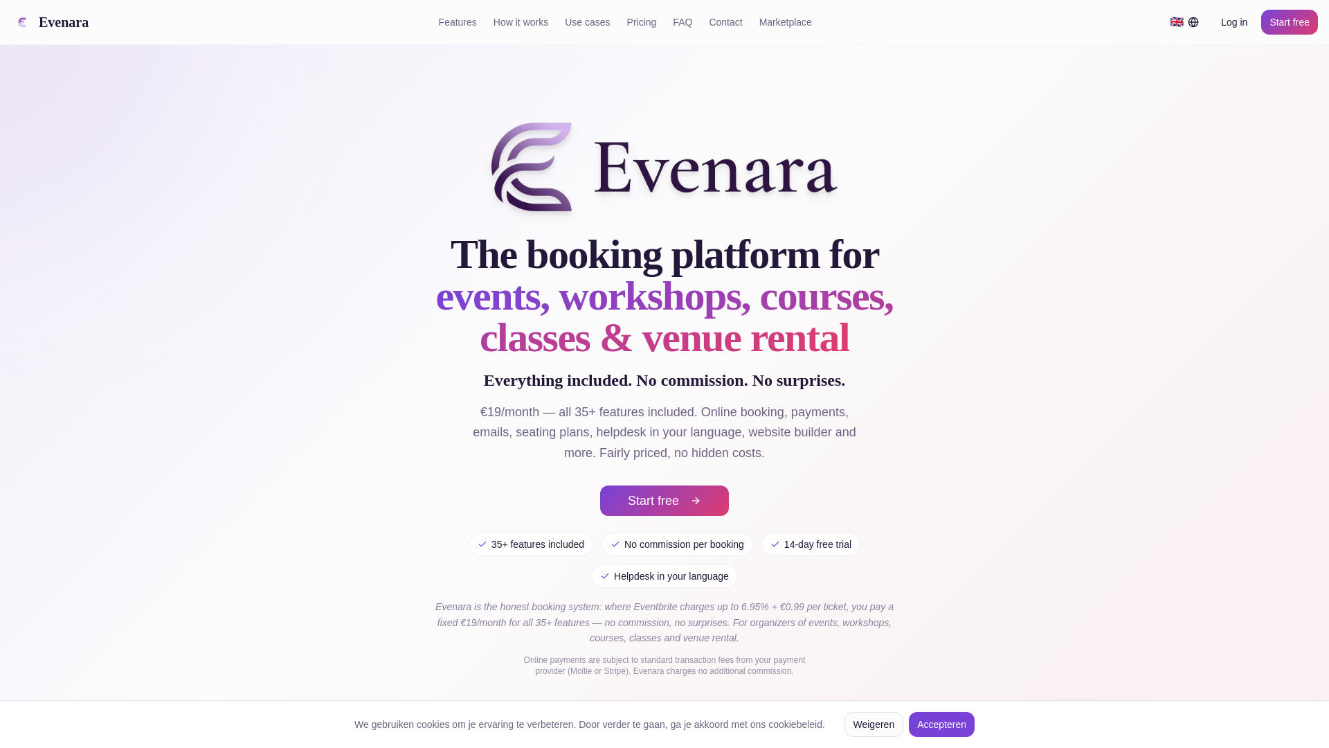 website screenshot of https://evenara.eu/