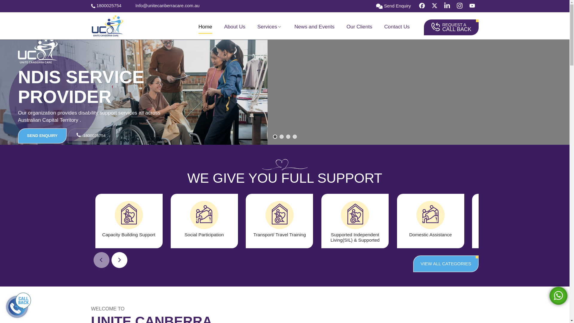 website screenshot of https://unitecanberracare.online/