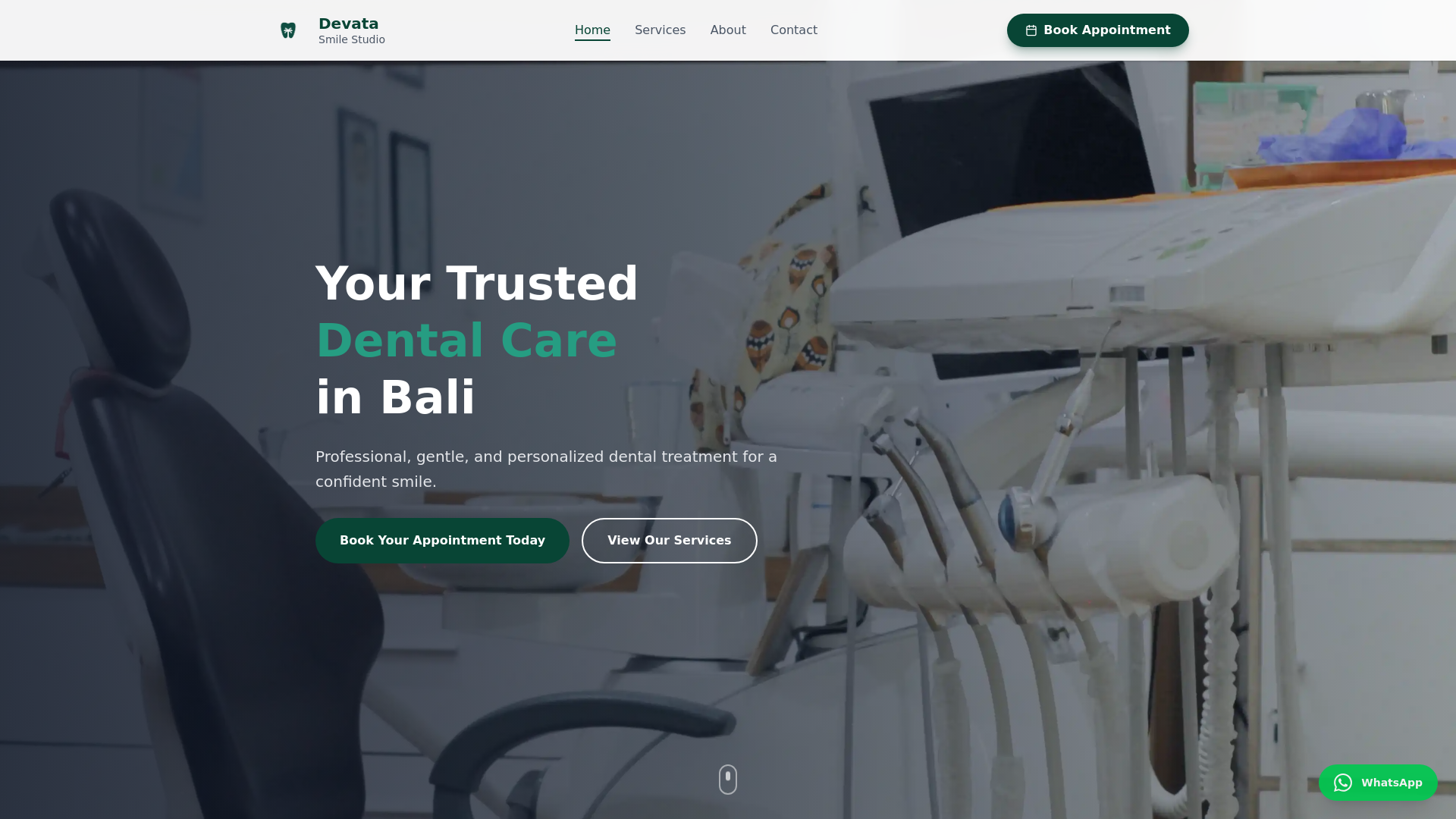 website screenshot of https://devatasmilestudio.com