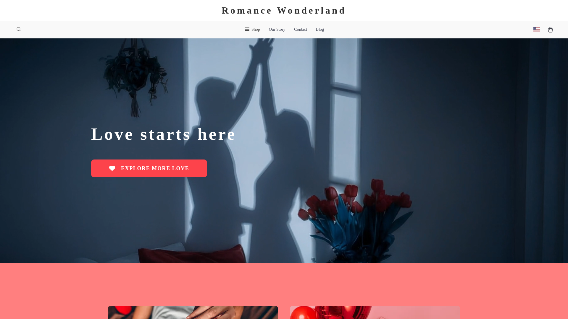 website screenshot of https://romancewonderland.shop/