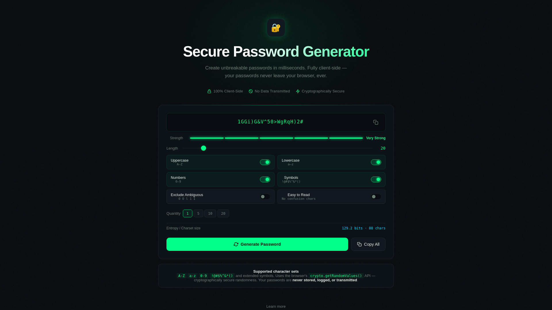 website screenshot of https://bestpasswordgenerator.online/