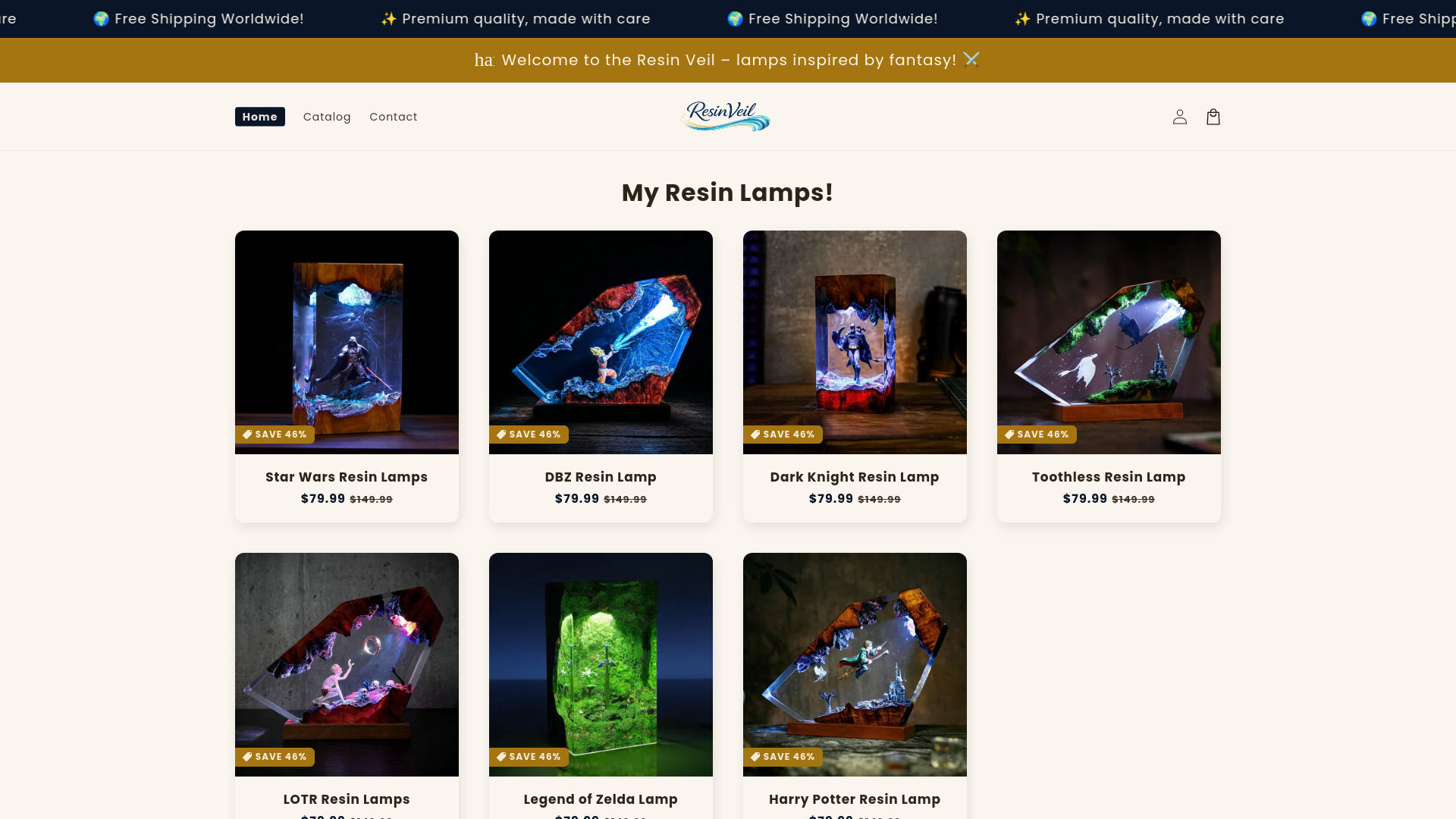 website screenshot of https://resinveil.com