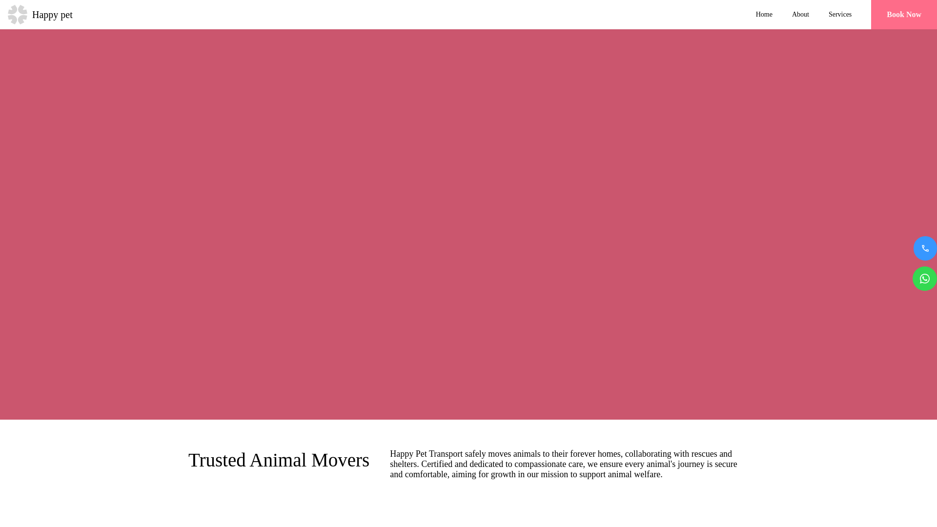 website screenshot of https://happypettransport.co/