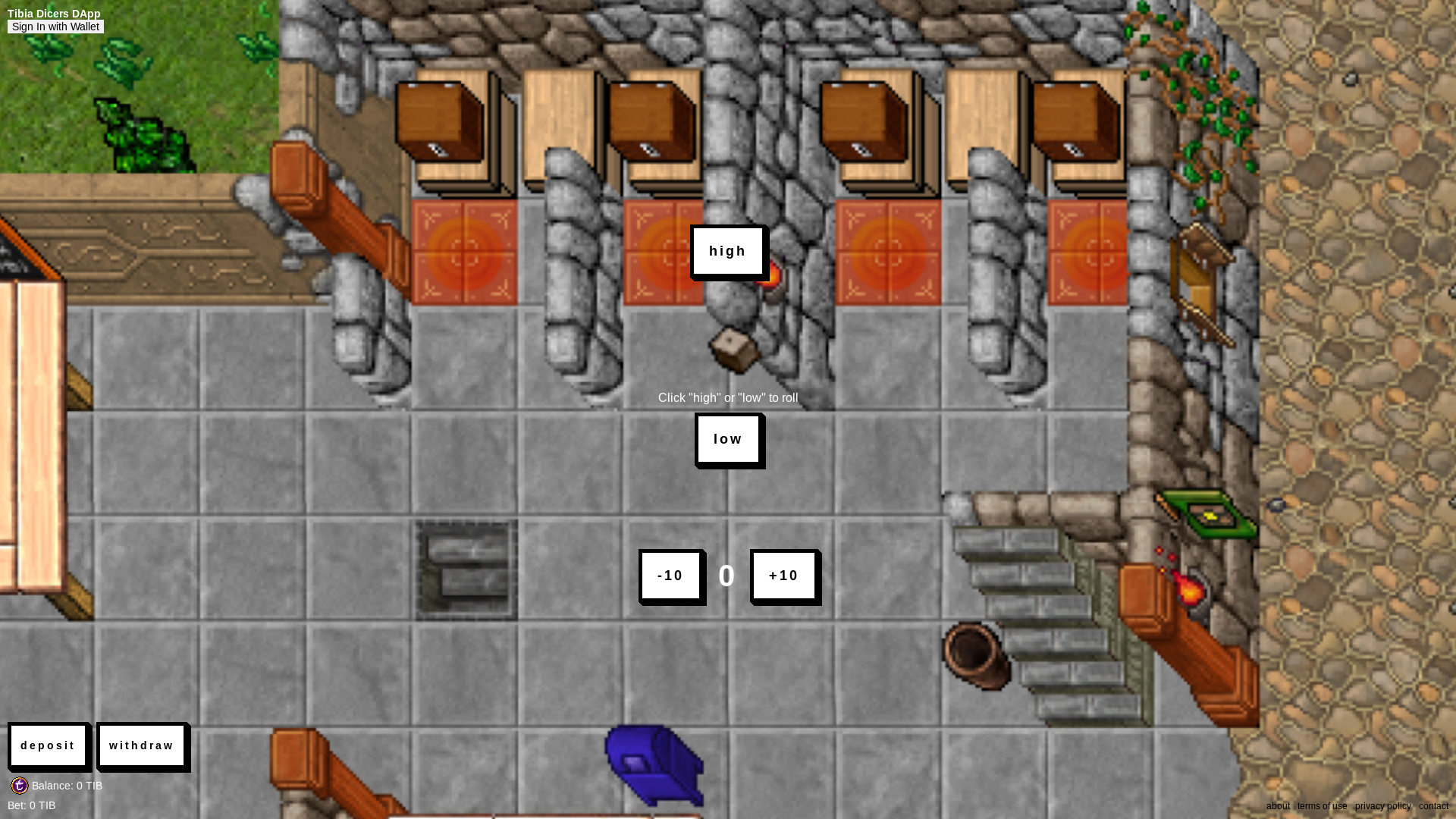 website screenshot of https://tibia-dicers-frontend.pages.dev/