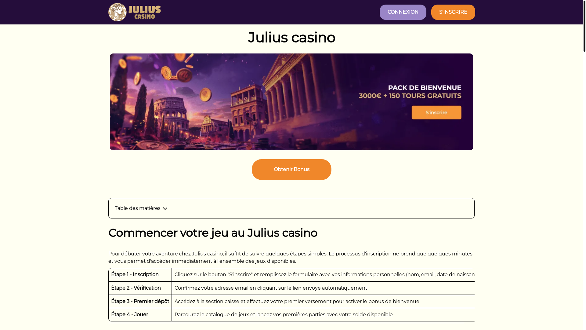 website screenshot of https://julius-casinos.com/