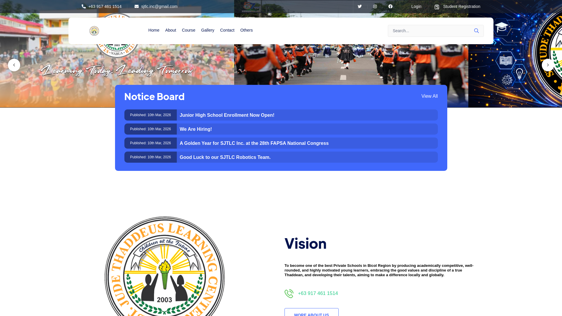 website screenshot of https://stjudethaddeuslearning.com/