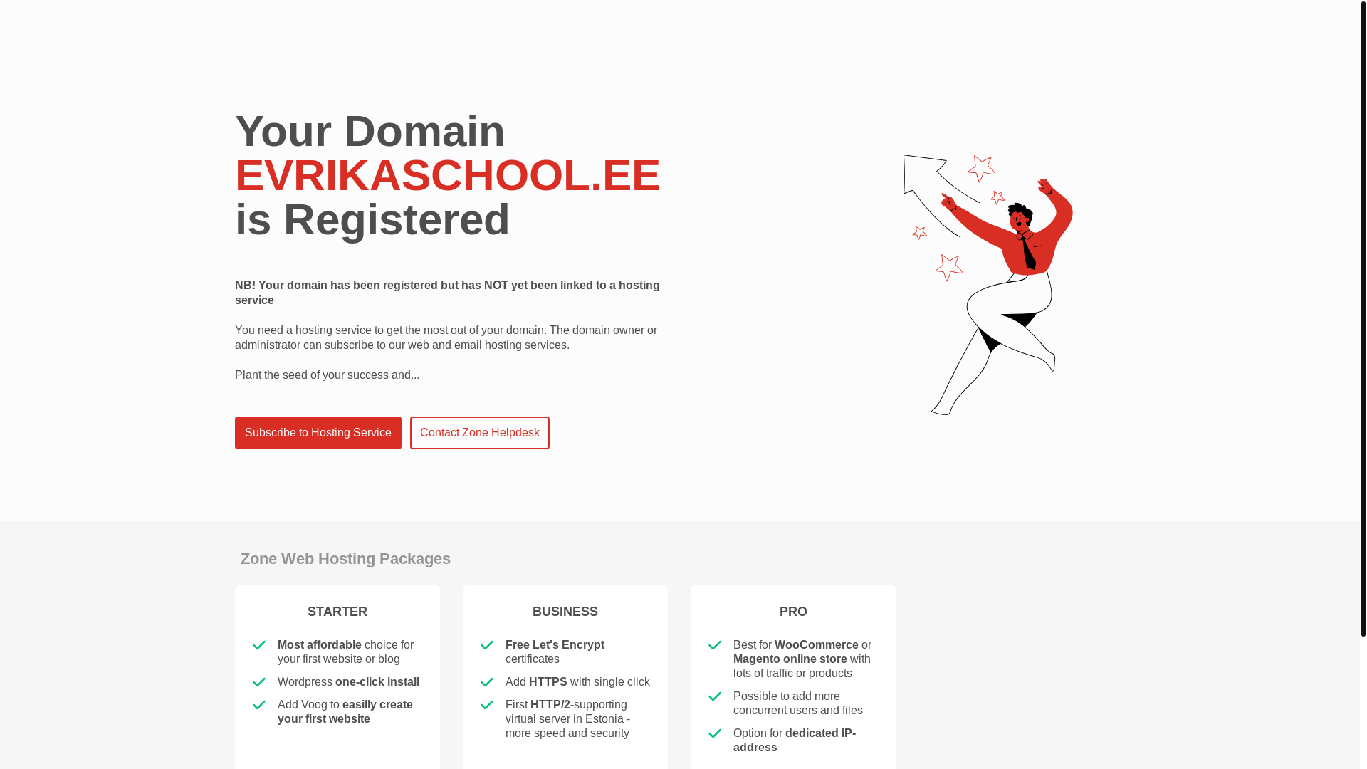 website screenshot of https://evrikaschool.ee/